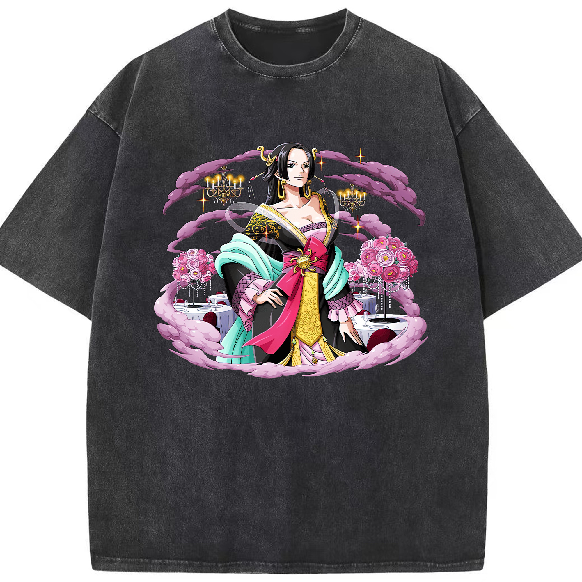ワンピース ボア・ハンコック ONE PIECE Boa·Hancock 綿100% ヴィンテージ風 半袖Tシャツ（フロントプリント）