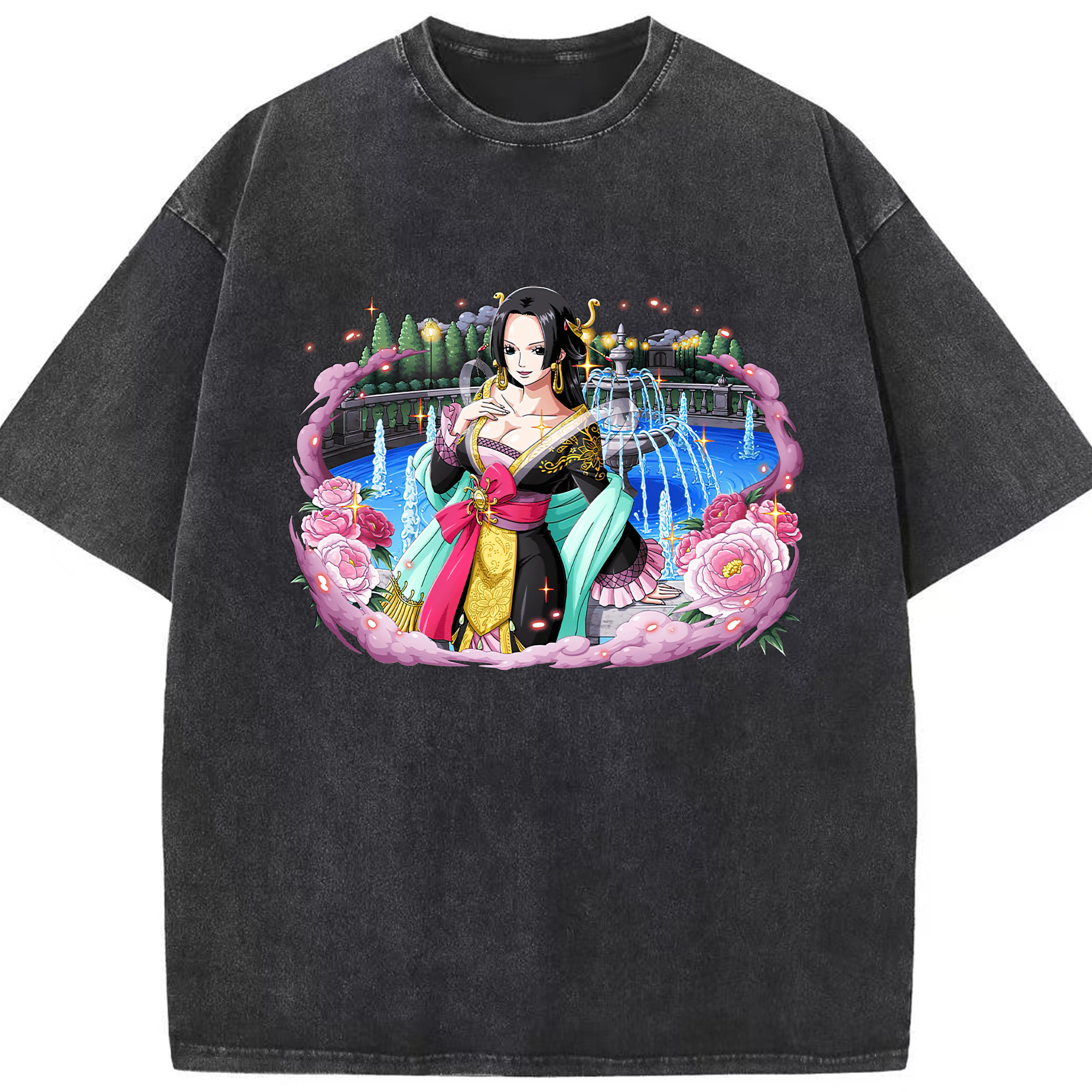 ワンピース ボア・ハンコック ONE PIECE Boa·Hancock 綿100% ヴィンテージ風 半袖Tシャツ（フロントプリント）