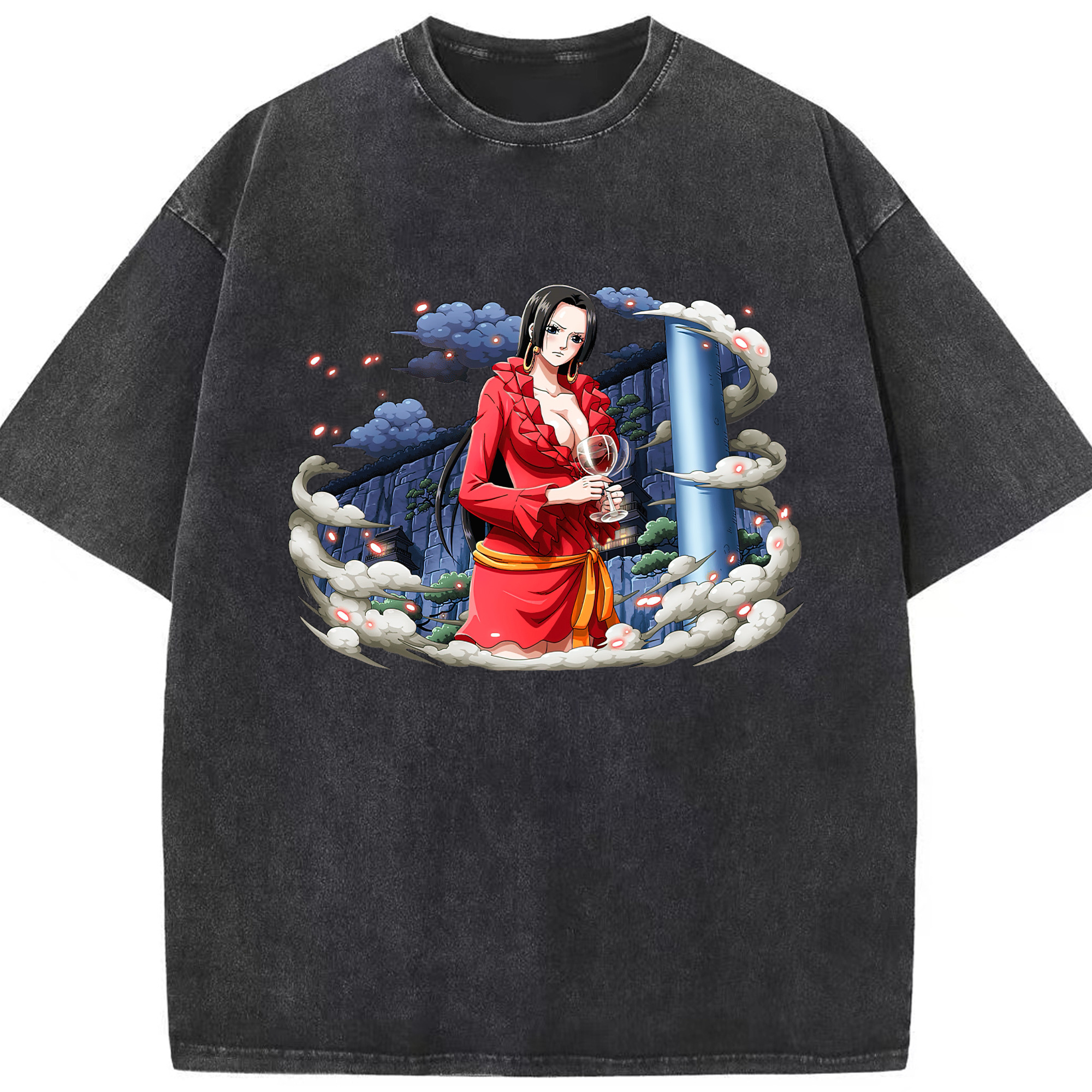 ワンピース ボア・ハンコック ONE PIECE Boa·Hancock 綿100% ヴィンテージ風 半袖Tシャツ（フロントプリント）