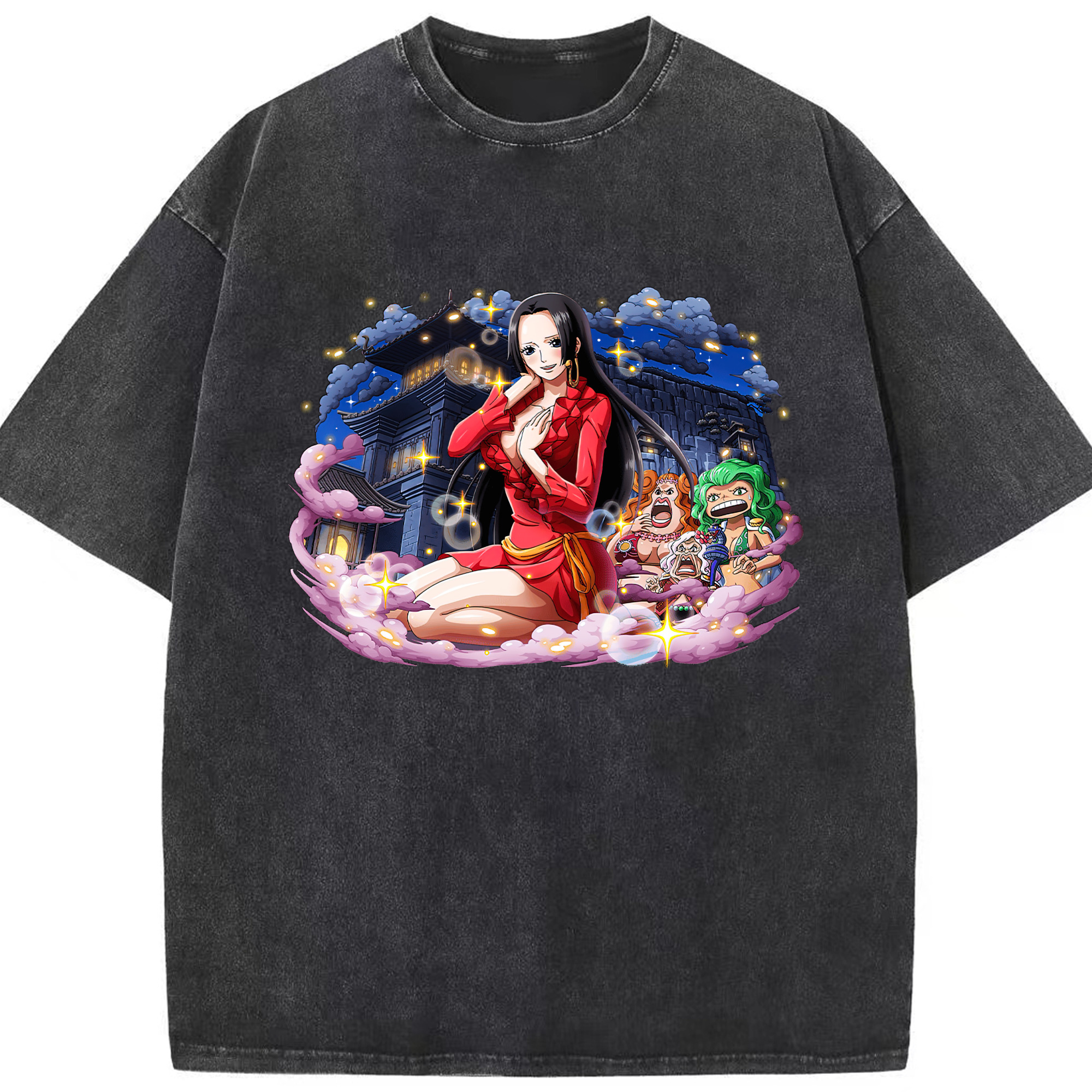 ワンピース ボア・ハンコック ONE PIECE Boa·Hancock 綿100% ヴィンテージ風 半袖Tシャツ（フロントプリント）
