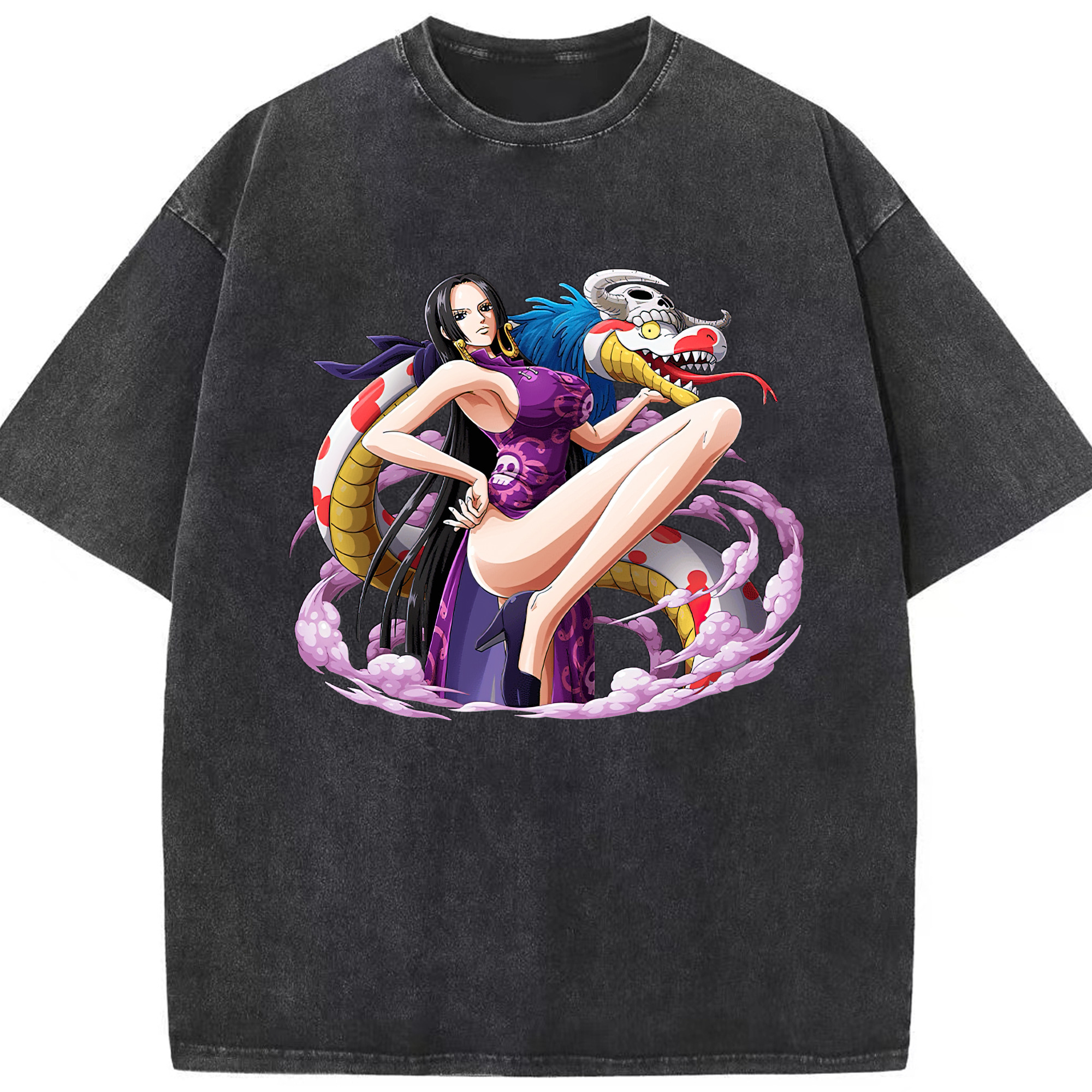 ワンピース ボア・ハンコック ONE PIECE Boa·Hancock 綿100% ヴィンテージ風 半袖Tシャツ（フロントプリント）