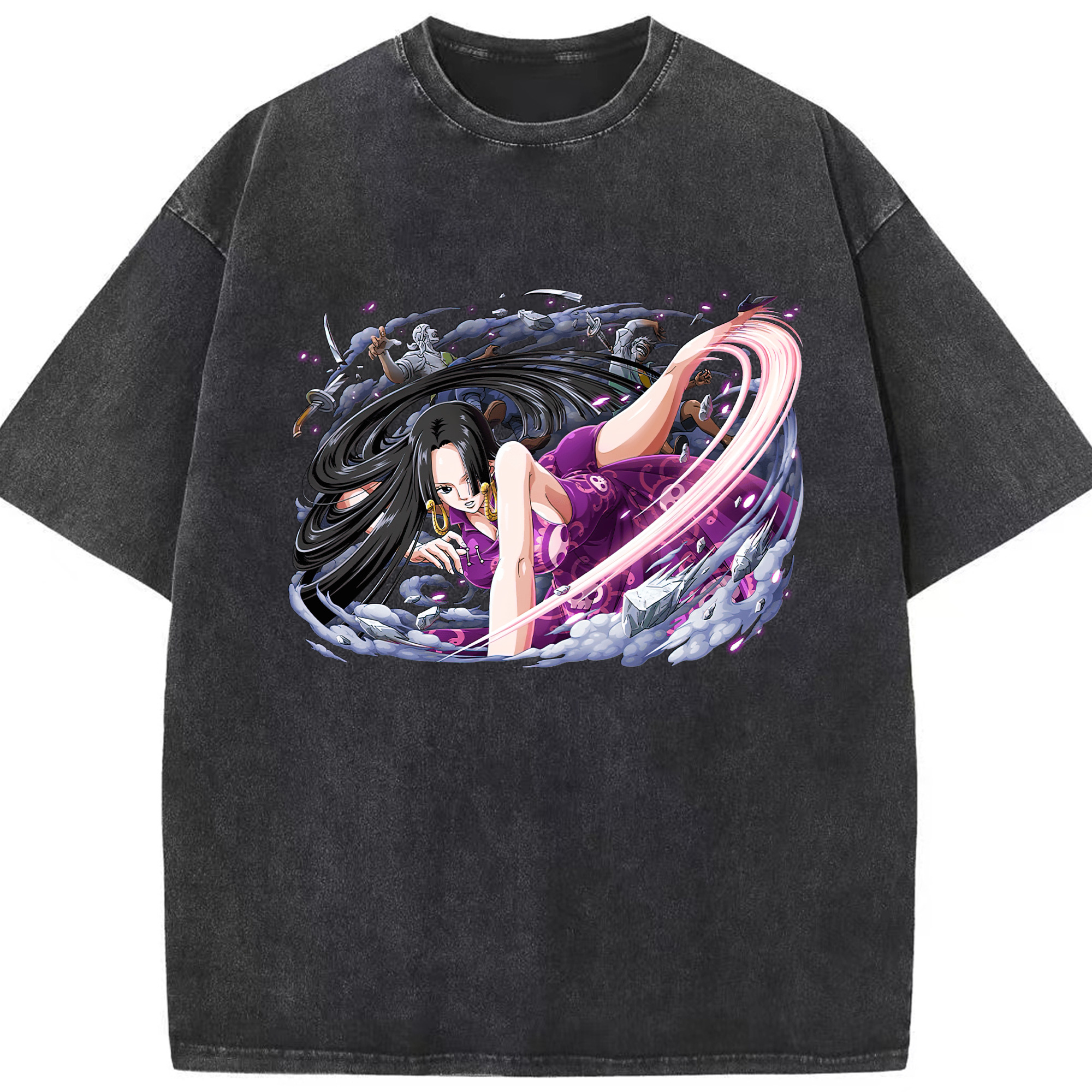 ワンピース ボア・ハンコック ONE PIECE Boa·Hancock 綿100% ヴィンテージ風 半袖Tシャツ（フロントプリント）