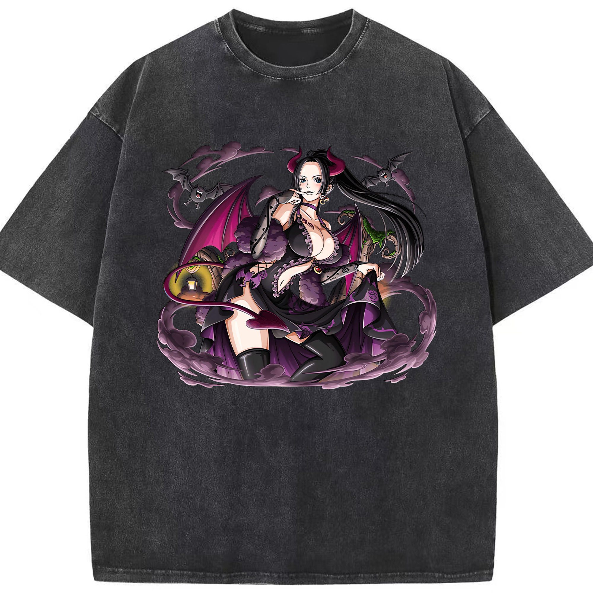 ワンピース ボア・ハンコック ONE PIECE Boa·Hancock 綿100% ヴィンテージ風 半袖Tシャツ（フロントプリント）