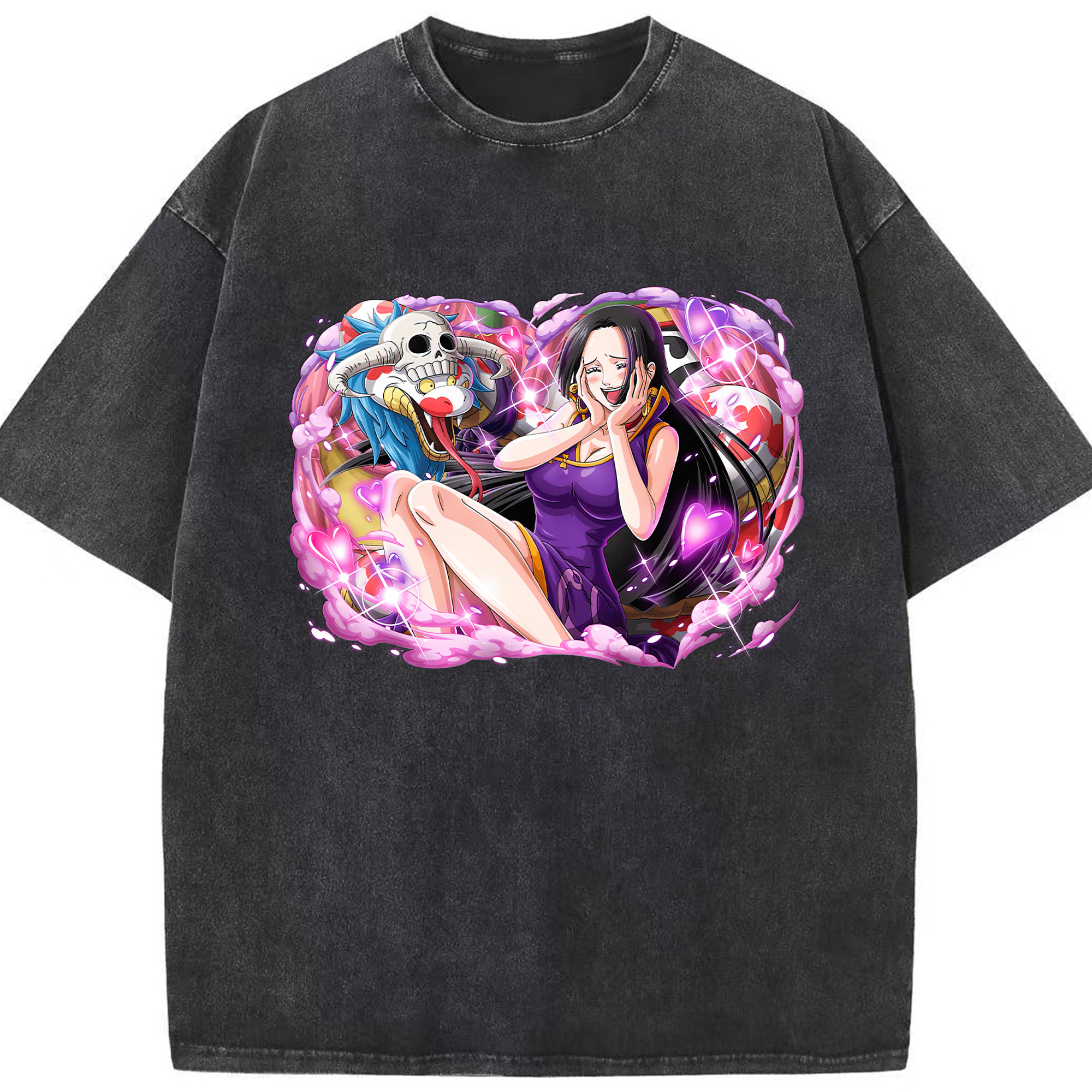 ワンピース ボア・ハンコック ONE PIECE Boa·Hancock 綿100% ヴィンテージ風 半袖Tシャツ（フロントプリント）