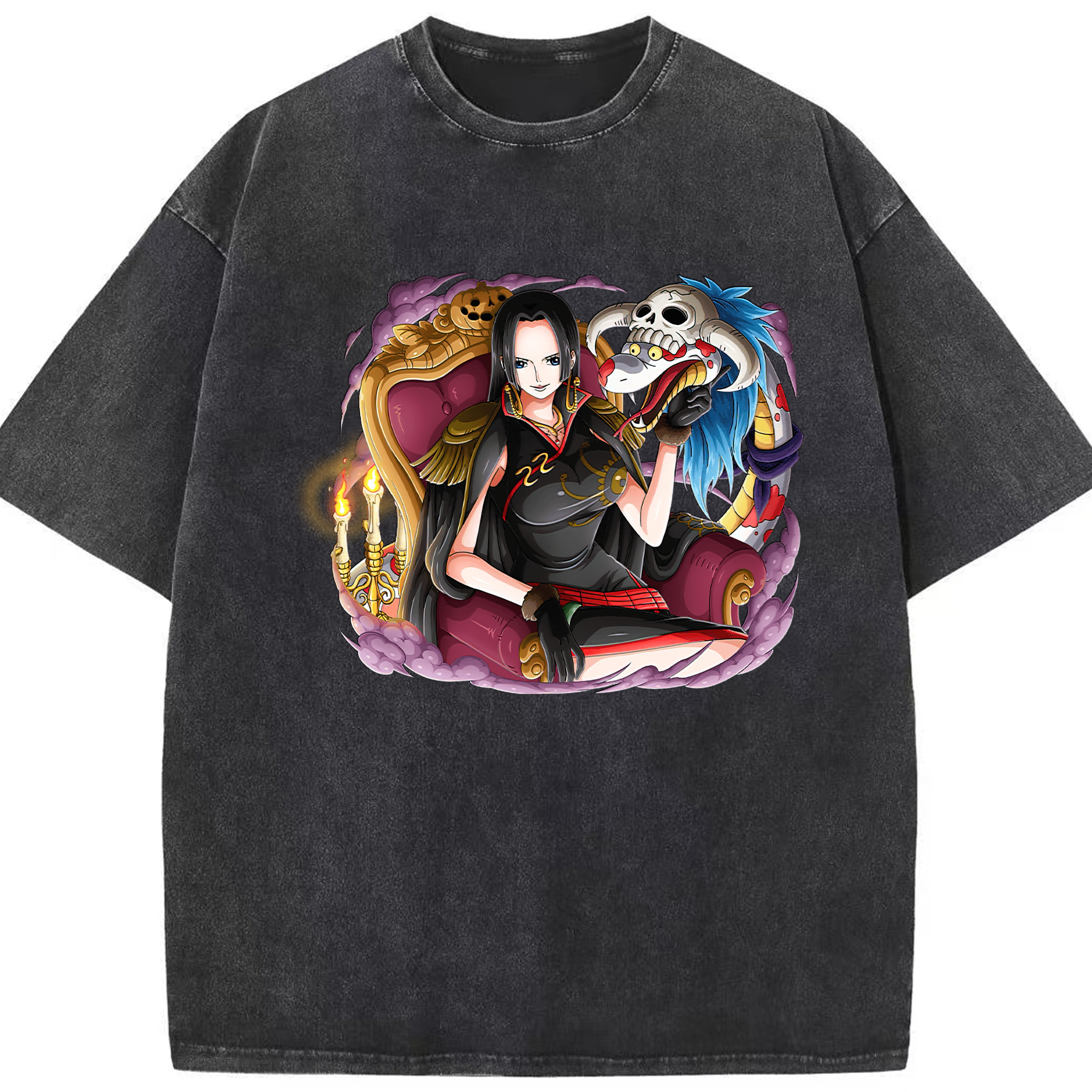 ワンピース ボア・ハンコック ONE PIECE Boa·Hancock 綿100% ヴィンテージ風 半袖Tシャツ（フロントプリント）