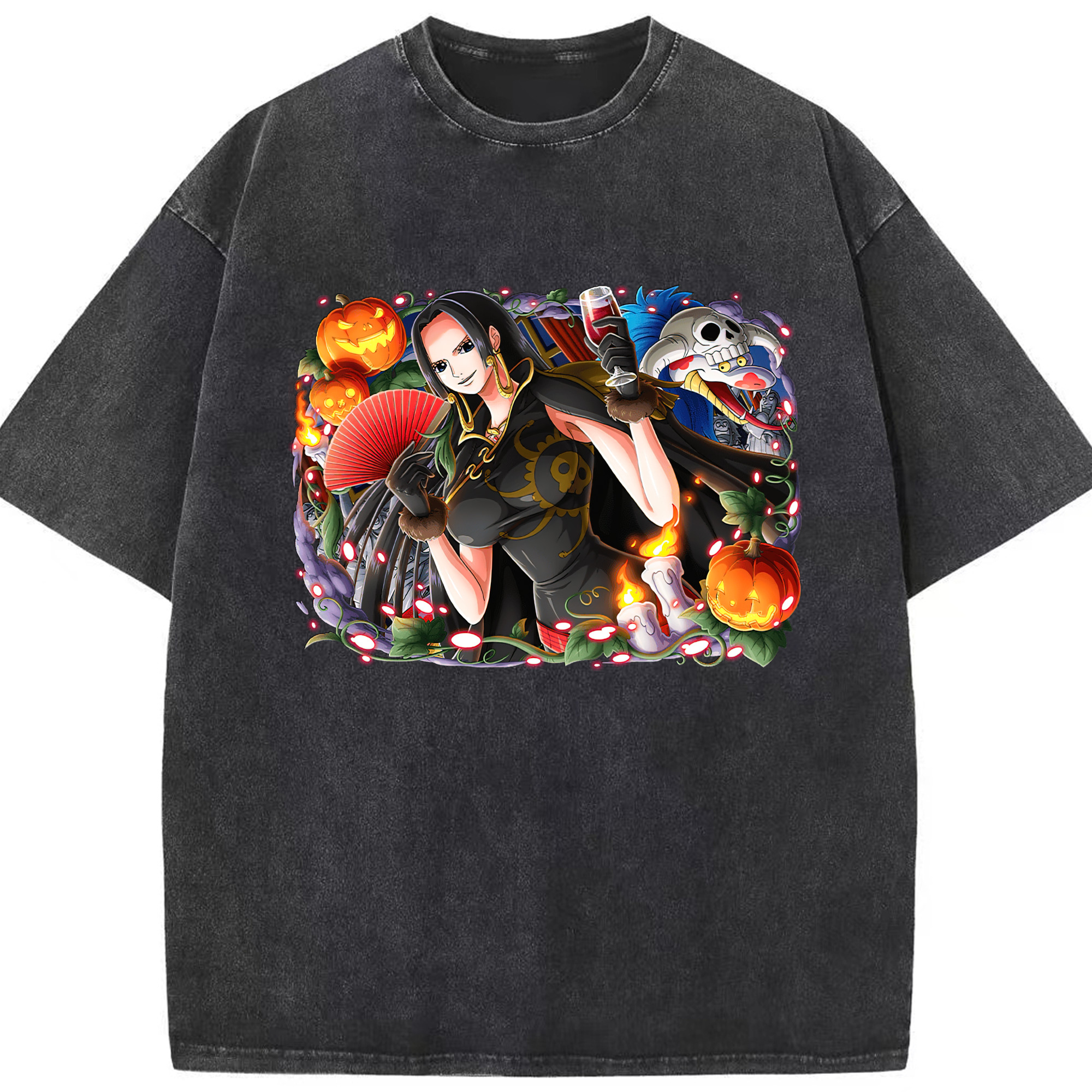 ワンピース ボア・ハンコック ONE PIECE Boa·Hancock 綿100% ヴィンテージ風 半袖Tシャツ（フロントプリント）