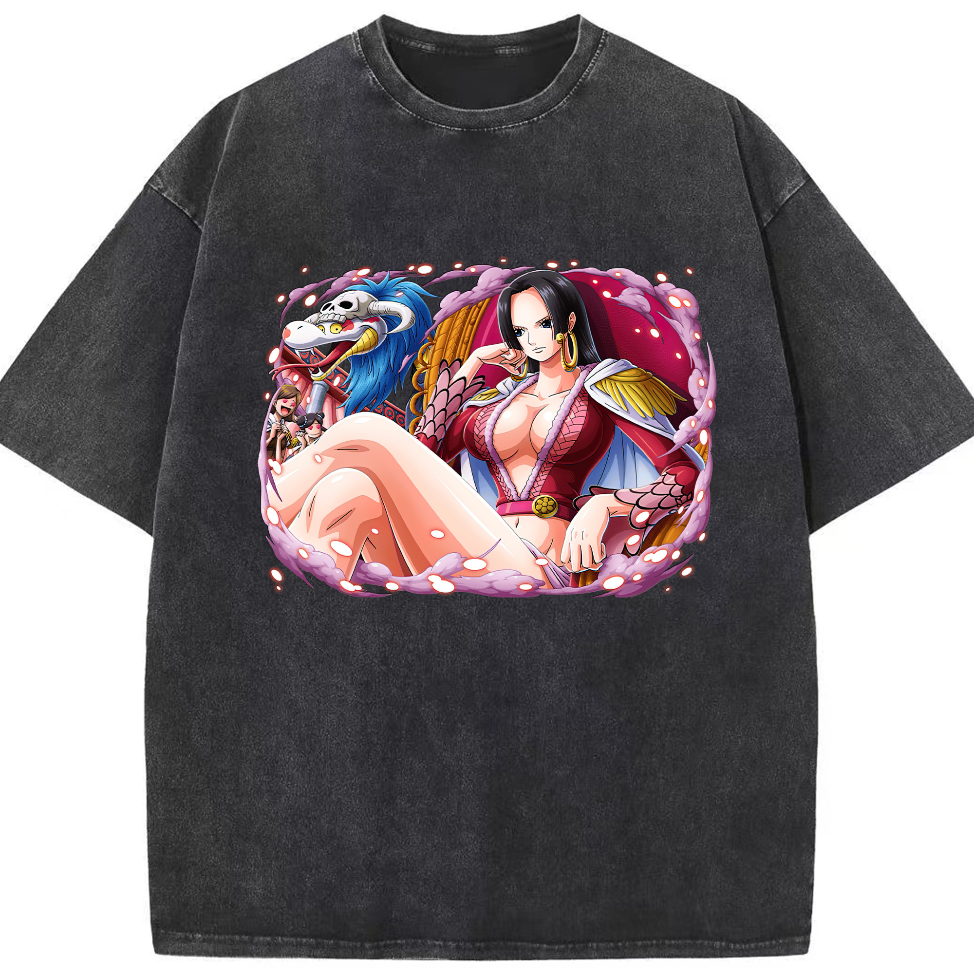 ワンピース ボア・ハンコック ONE PIECE Boa·Hancock 綿100% ヴィンテージ風 半袖Tシャツ（フロントプリント）