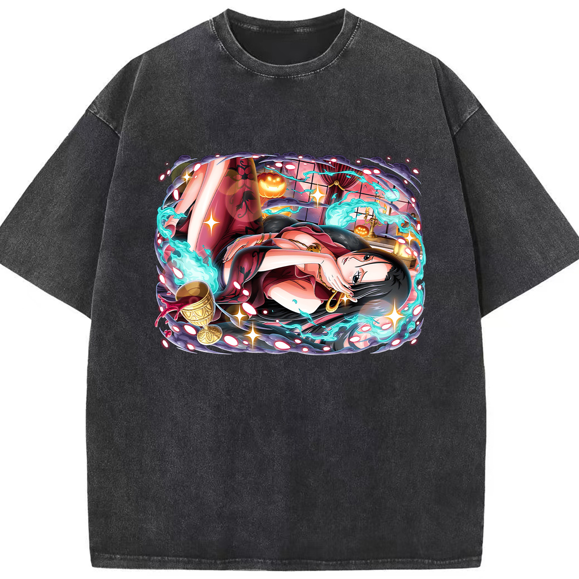 ワンピース ボア・ハンコック ONE PIECE Boa·Hancock 綿100% ヴィンテージ風 半袖Tシャツ（フロントプリント）