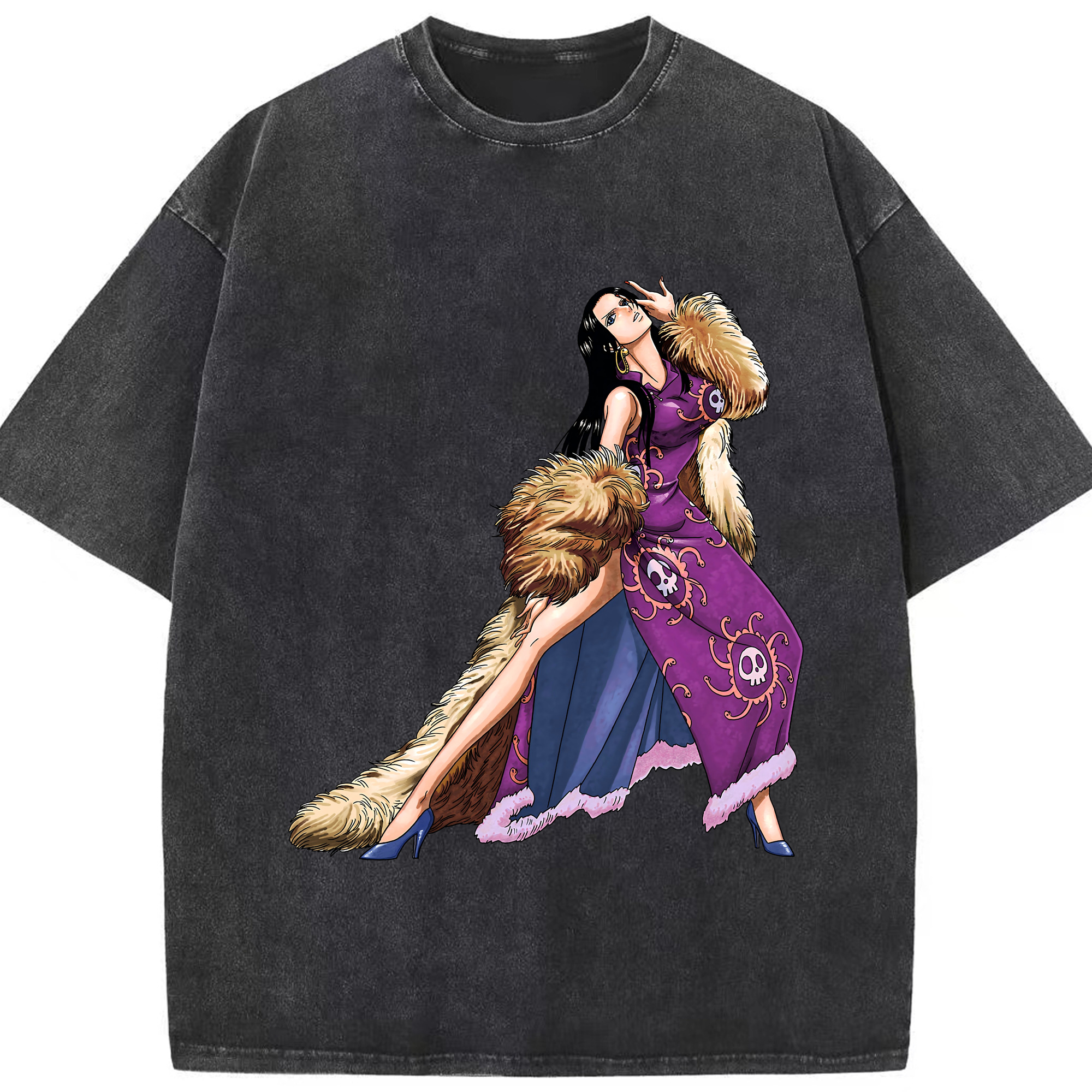 ワンピース ボア・ハンコック ONE PIECE Boa·Hancock 綿100% ヴィンテージ風 半袖Tシャツ（フロントプリント）