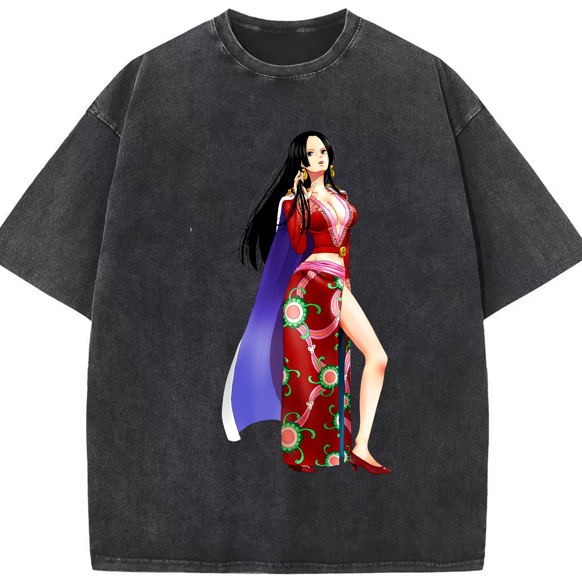ワンピース ボア・ハンコック ONE PIECE Boa·Hancock 綿100% ヴィンテージ風 半袖Tシャツ（フロントプリント）