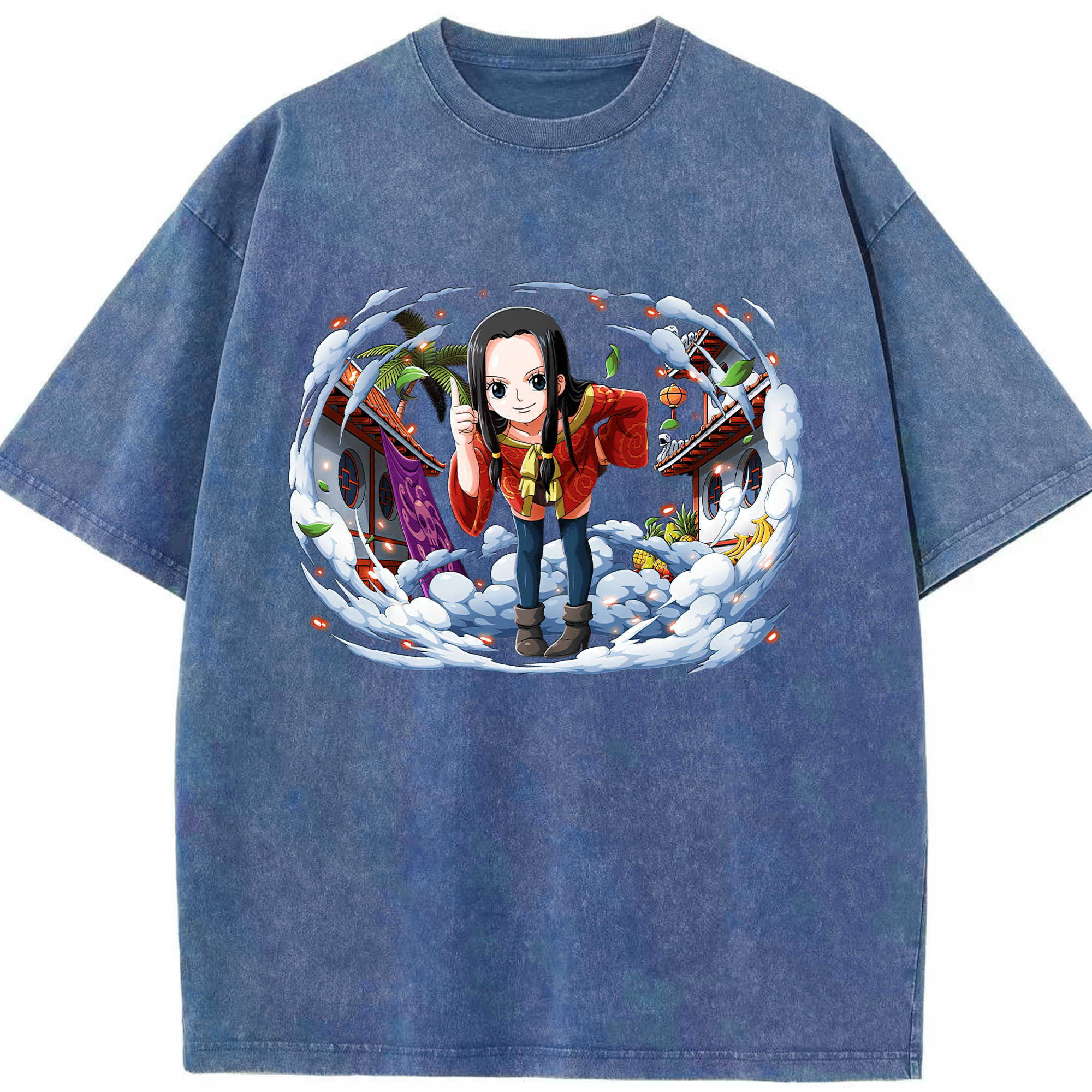 ワンピース ボア・ハンコック ONE PIECE Boa·Hancock 綿100% ヴィンテージ風 半袖Tシャツ（フロントプリント）