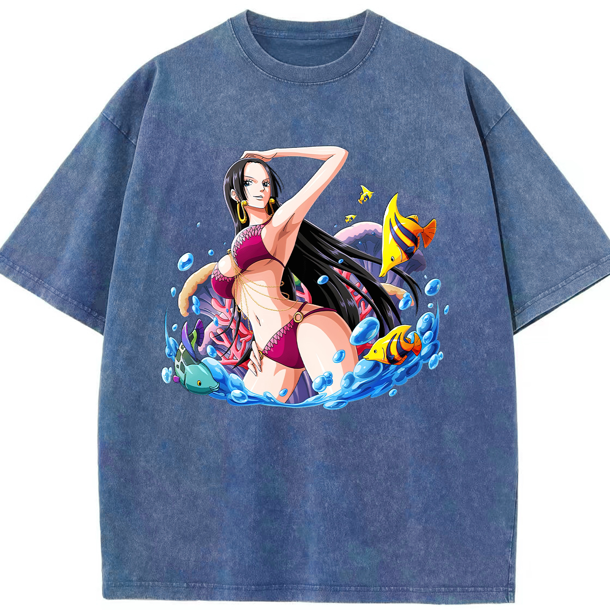 ワンピース ボア・ハンコック ONE PIECE Boa·Hancock 綿100% ヴィンテージ風 半袖Tシャツ（フロントプリント）