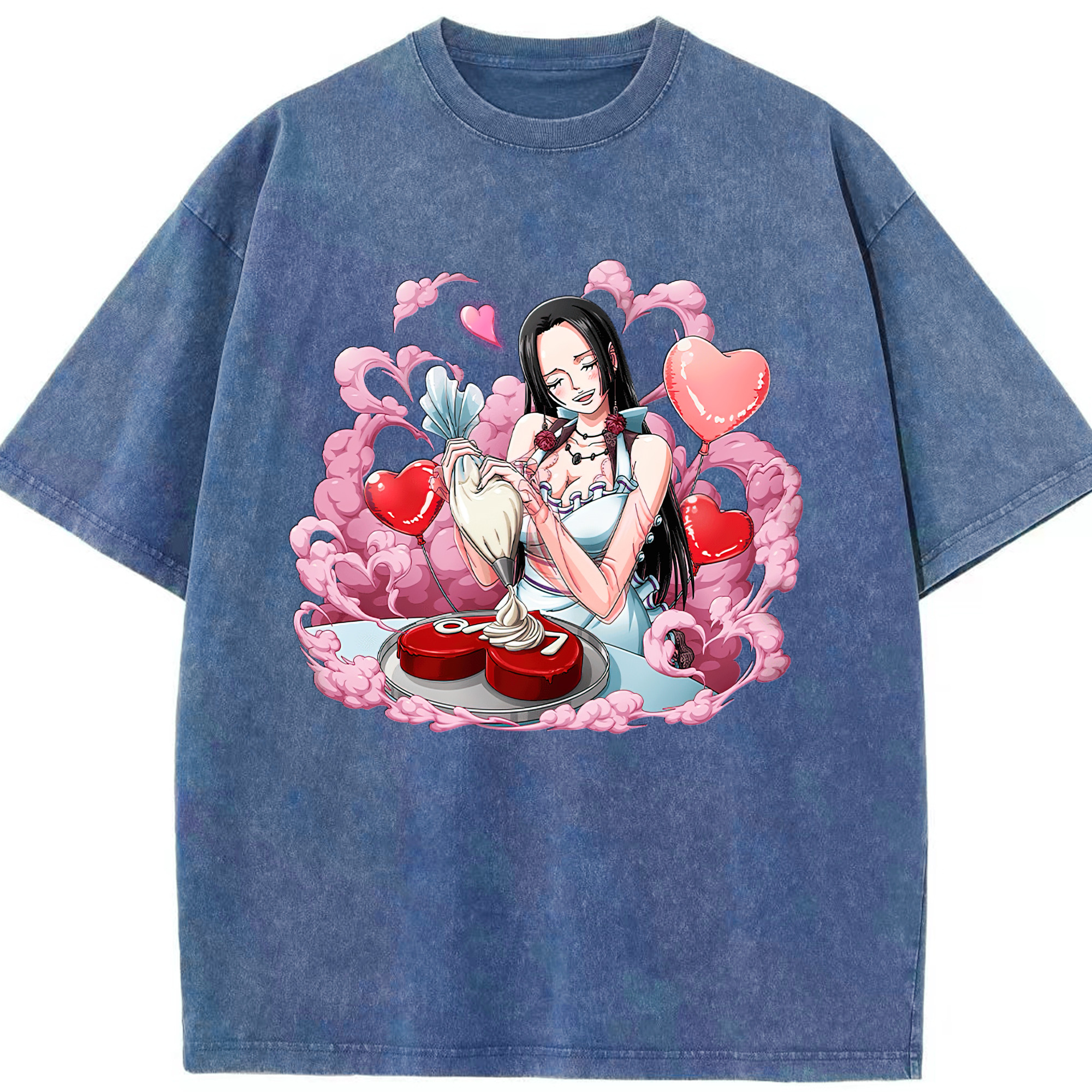 ワンピース ボア・ハンコック ONE PIECE Boa·Hancock 綿100% ヴィンテージ風 半袖Tシャツ（フロントプリント）