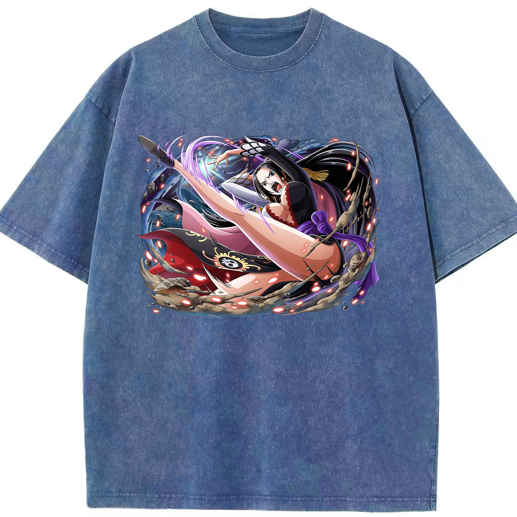 ワンピース ボア・ハンコック ONE PIECE Boa·Hancock 綿100% ヴィンテージ風 半袖Tシャツ（フロントプリント）