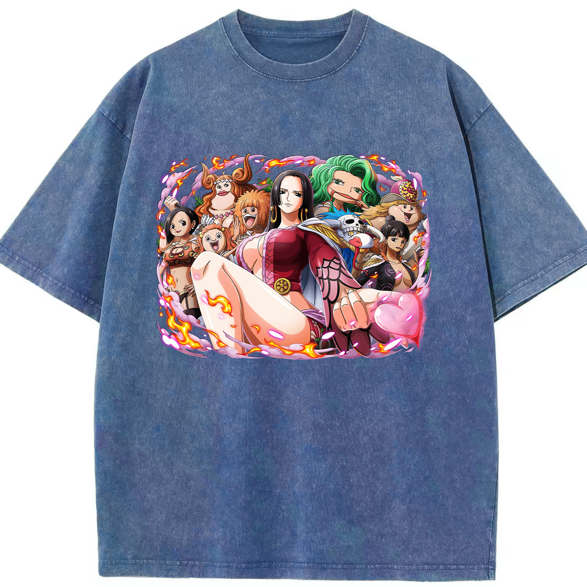 ワンピース ボア・ハンコック ONE PIECE Boa·Hancock 綿100% ヴィンテージ風 半袖Tシャツ（フロントプリント）
