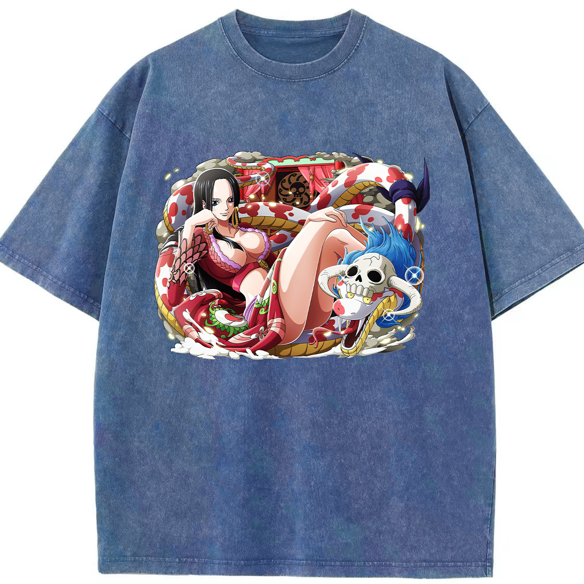 ワンピース ボア・ハンコック ONE PIECE Boa·Hancock 綿100% ヴィンテージ風 半袖Tシャツ（フロントプリント）