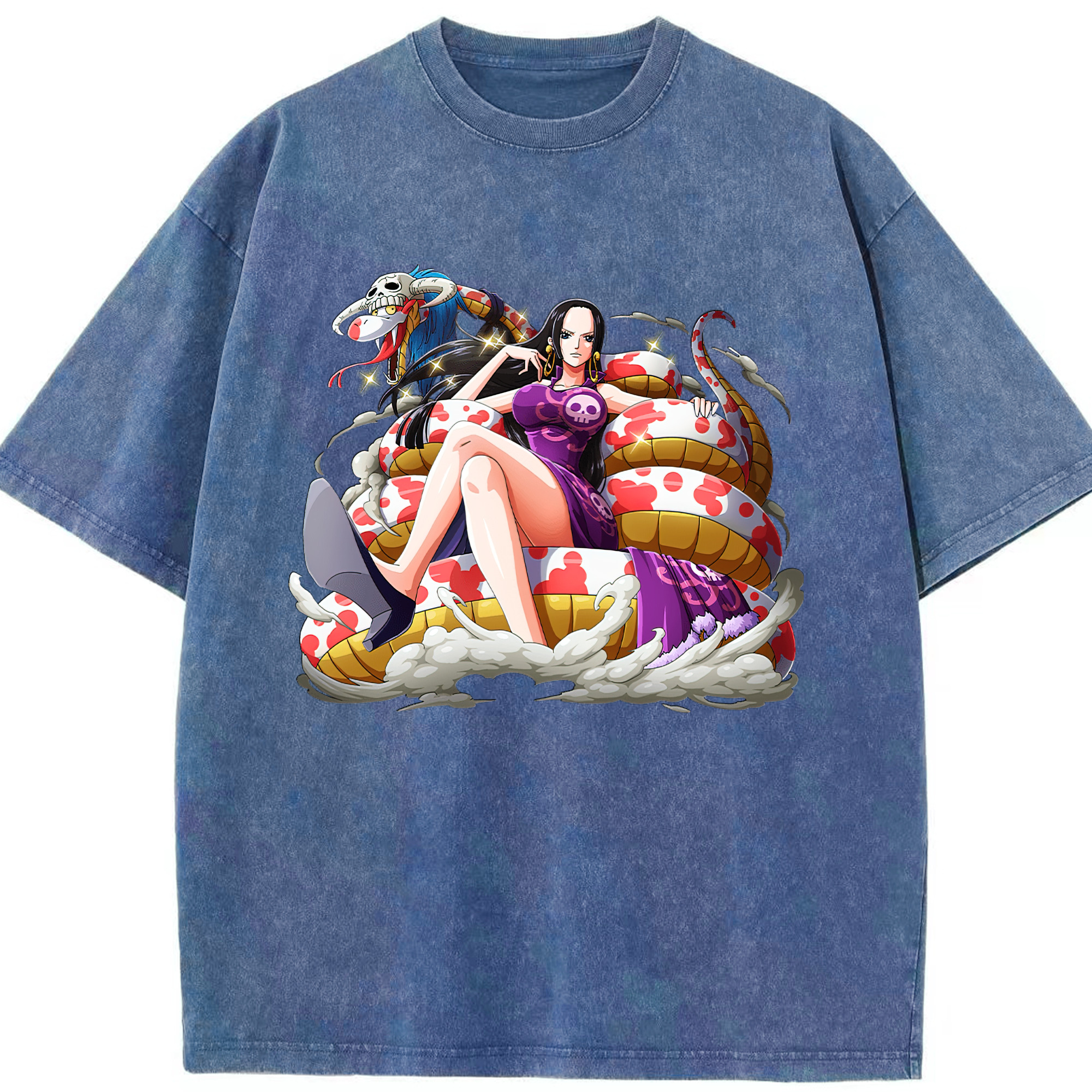 ワンピース ボア・ハンコック ONE PIECE Boa·Hancock 綿100% ヴィンテージ風 半袖Tシャツ（フロントプリント）