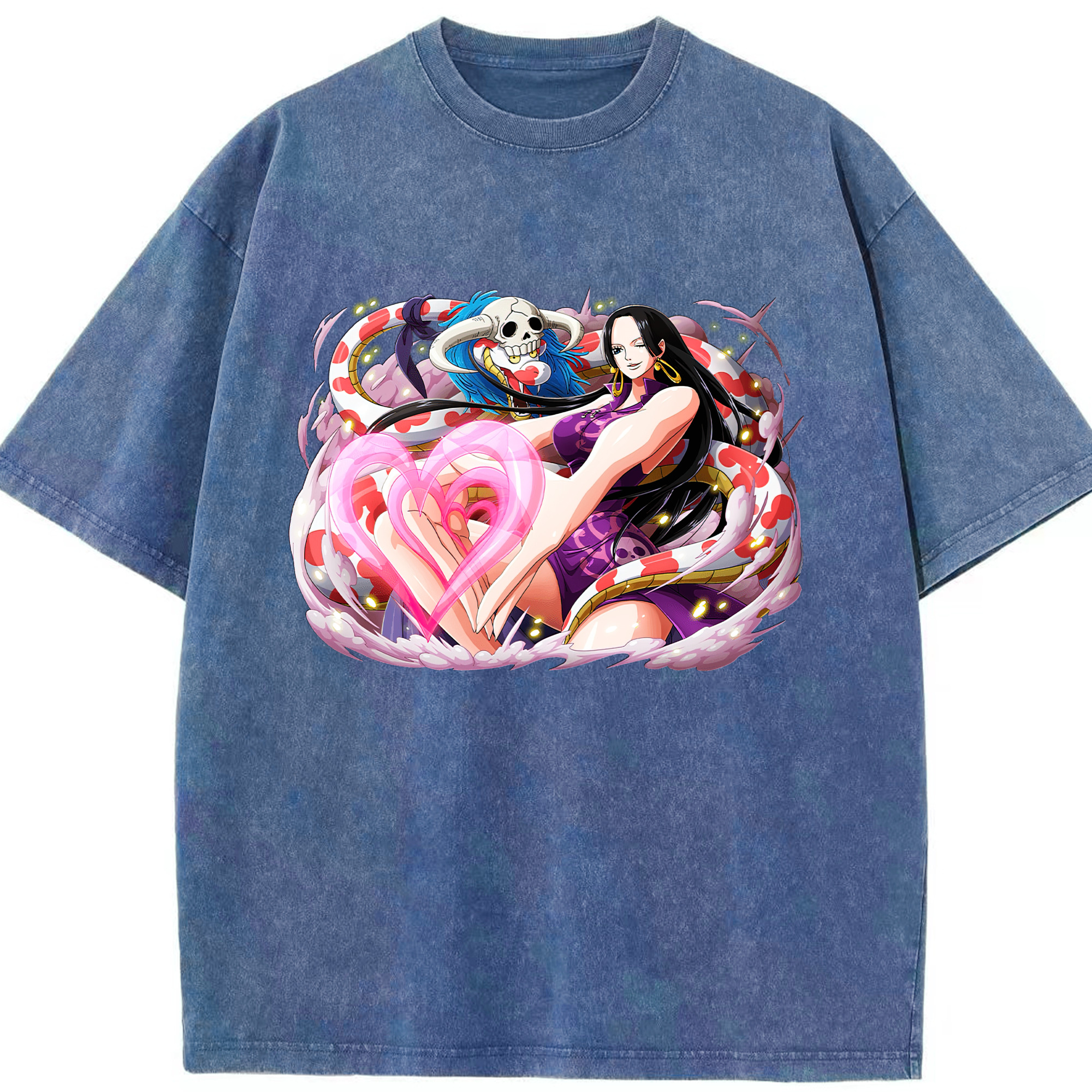 ワンピース ボア・ハンコック ONE PIECE Boa·Hancock 綿100% ヴィンテージ風 半袖Tシャツ（フロントプリント）