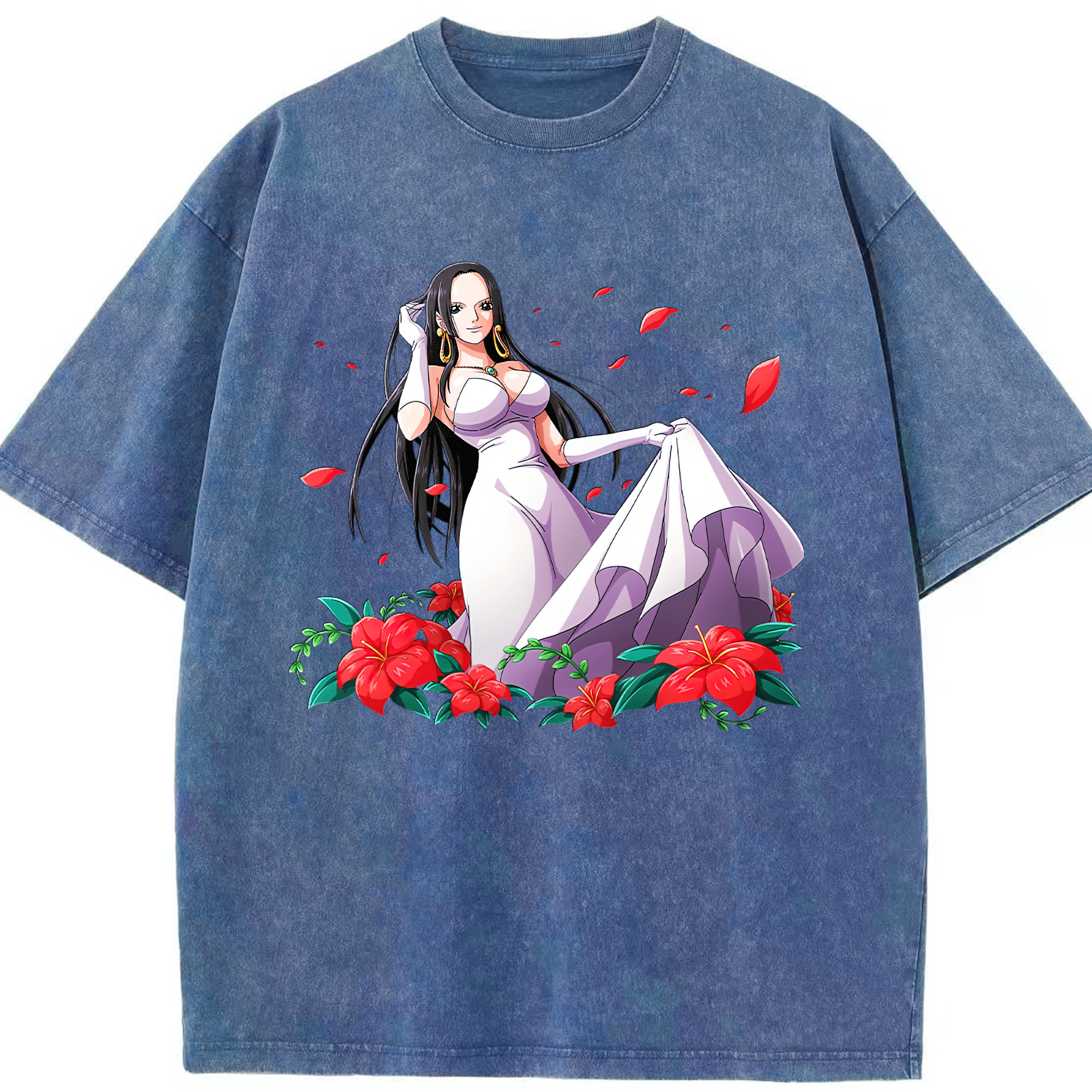 ワンピース ボア・ハンコック ONE PIECE Boa·Hancock 綿100% ヴィンテージ風 半袖Tシャツ（フロントプリント）