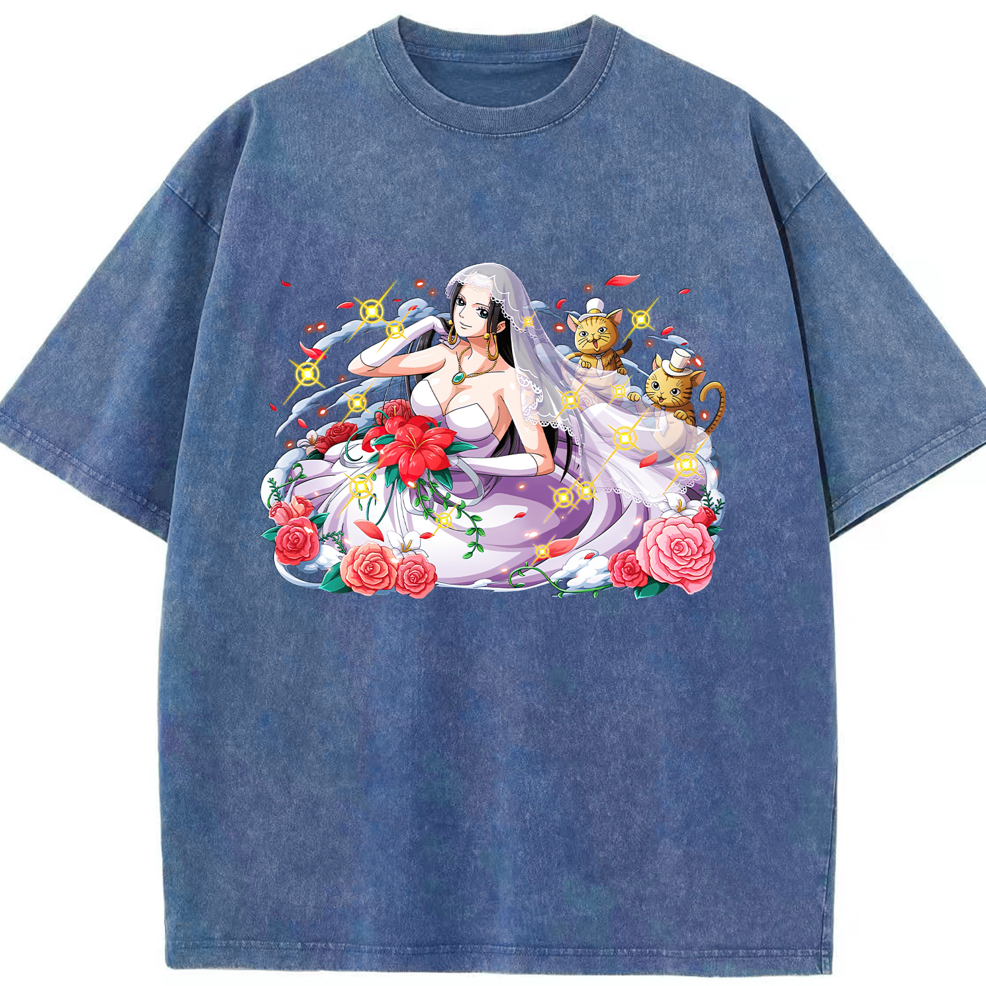ワンピース ボア・ハンコック ONE PIECE Boa·Hancock 綿100% ヴィンテージ風 半袖Tシャツ（フロントプリント）