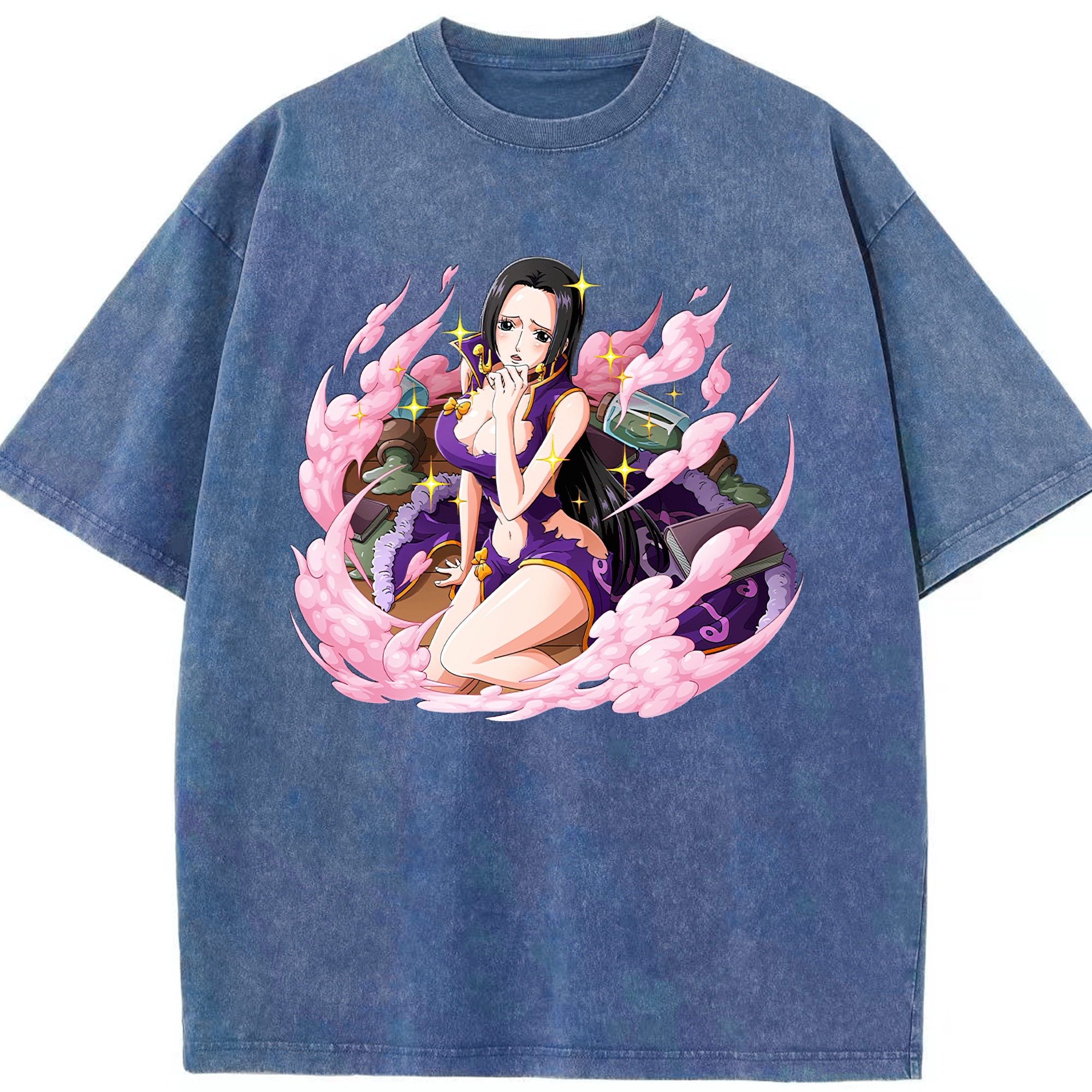 ワンピース ボア・ハンコック ONE PIECE Boa·Hancock 綿100% ヴィンテージ風 半袖Tシャツ（フロントプリント）