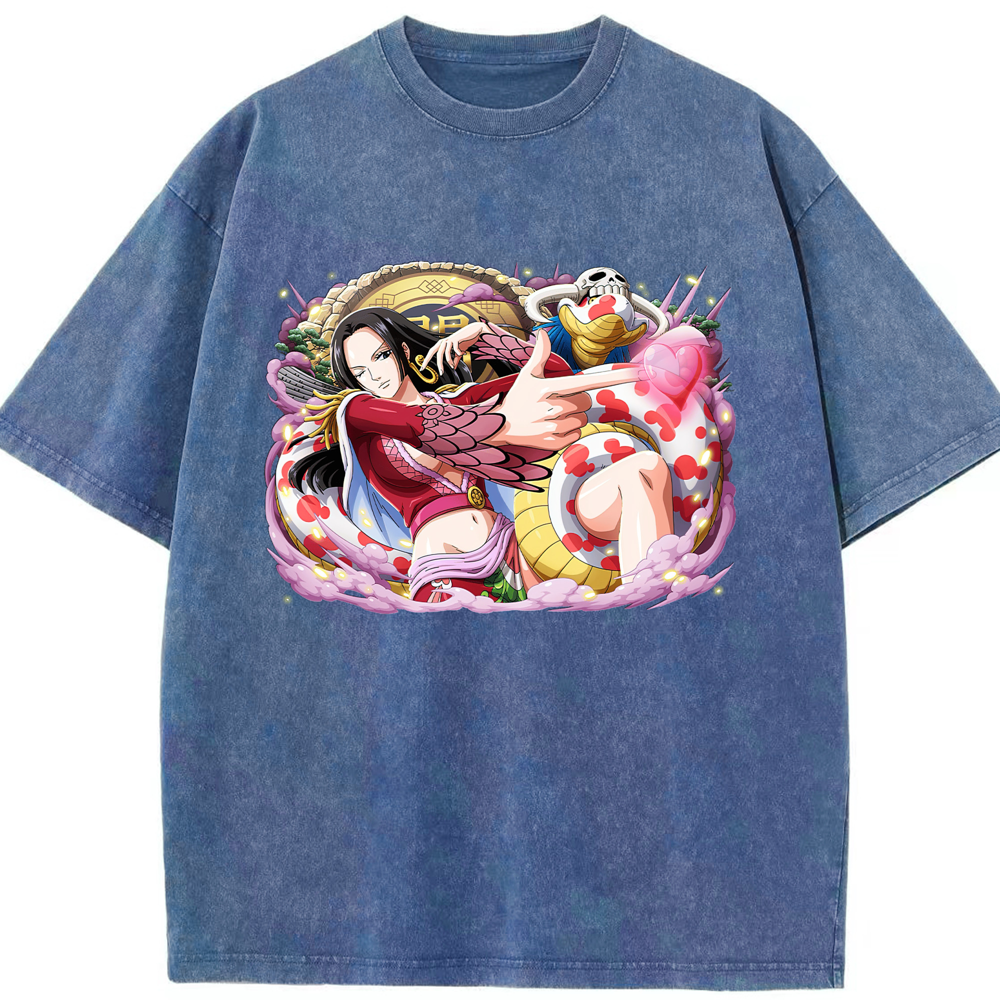 ワンピース ボア・ハンコック ONE PIECE Boa·Hancock 綿100% ヴィンテージ風 半袖Tシャツ（フロントプリント）