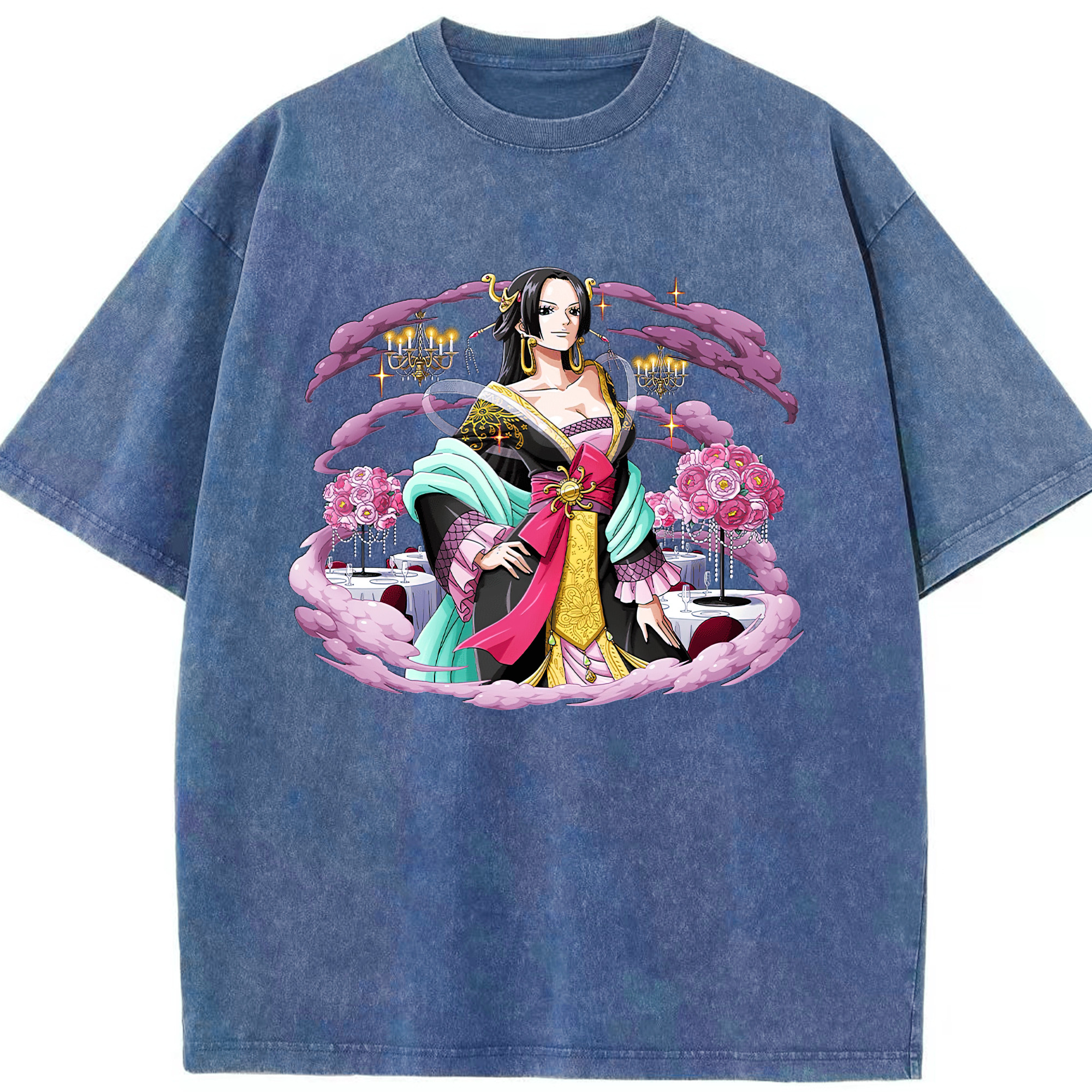 ワンピース ボア・ハンコック ONE PIECE Boa·Hancock 綿100% ヴィンテージ風 半袖Tシャツ（フロントプリント）