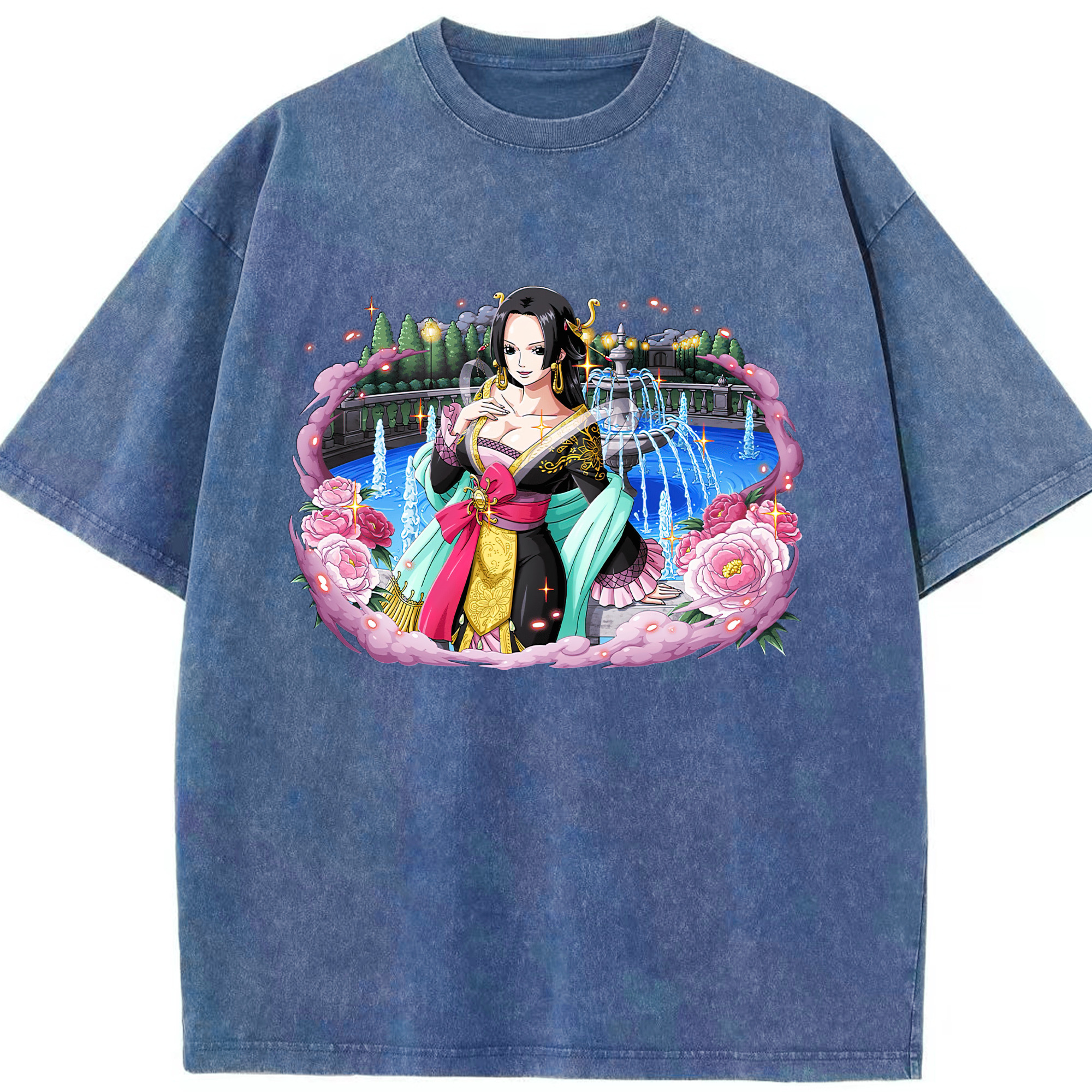 ワンピース ボア・ハンコック ONE PIECE Boa·Hancock 綿100% ヴィンテージ風 半袖Tシャツ（フロントプリント）