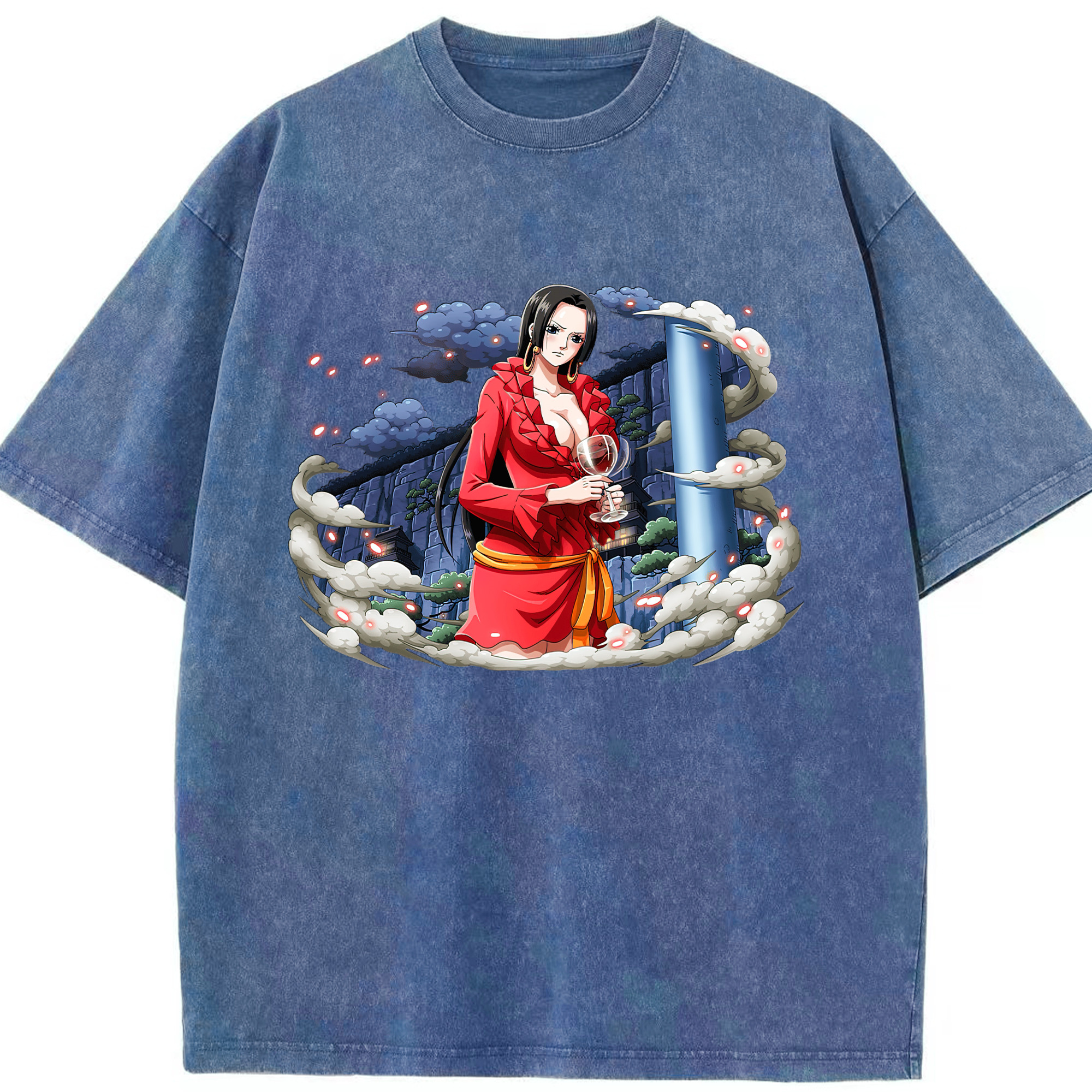 ワンピース ボア・ハンコック ONE PIECE Boa·Hancock 綿100% ヴィンテージ風 半袖Tシャツ（フロントプリント）