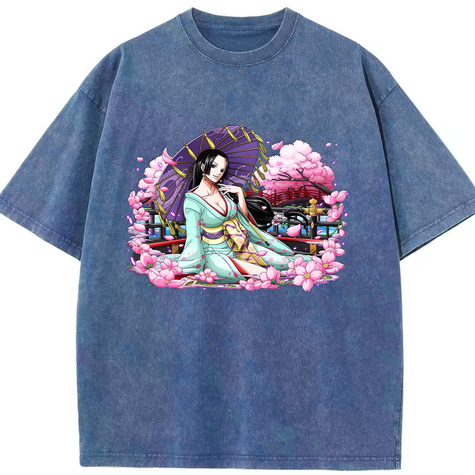 ワンピース ボア・ハンコック ONE PIECE Boa·Hancock 綿100% ヴィンテージ風 半袖Tシャツ（フロントプリント）