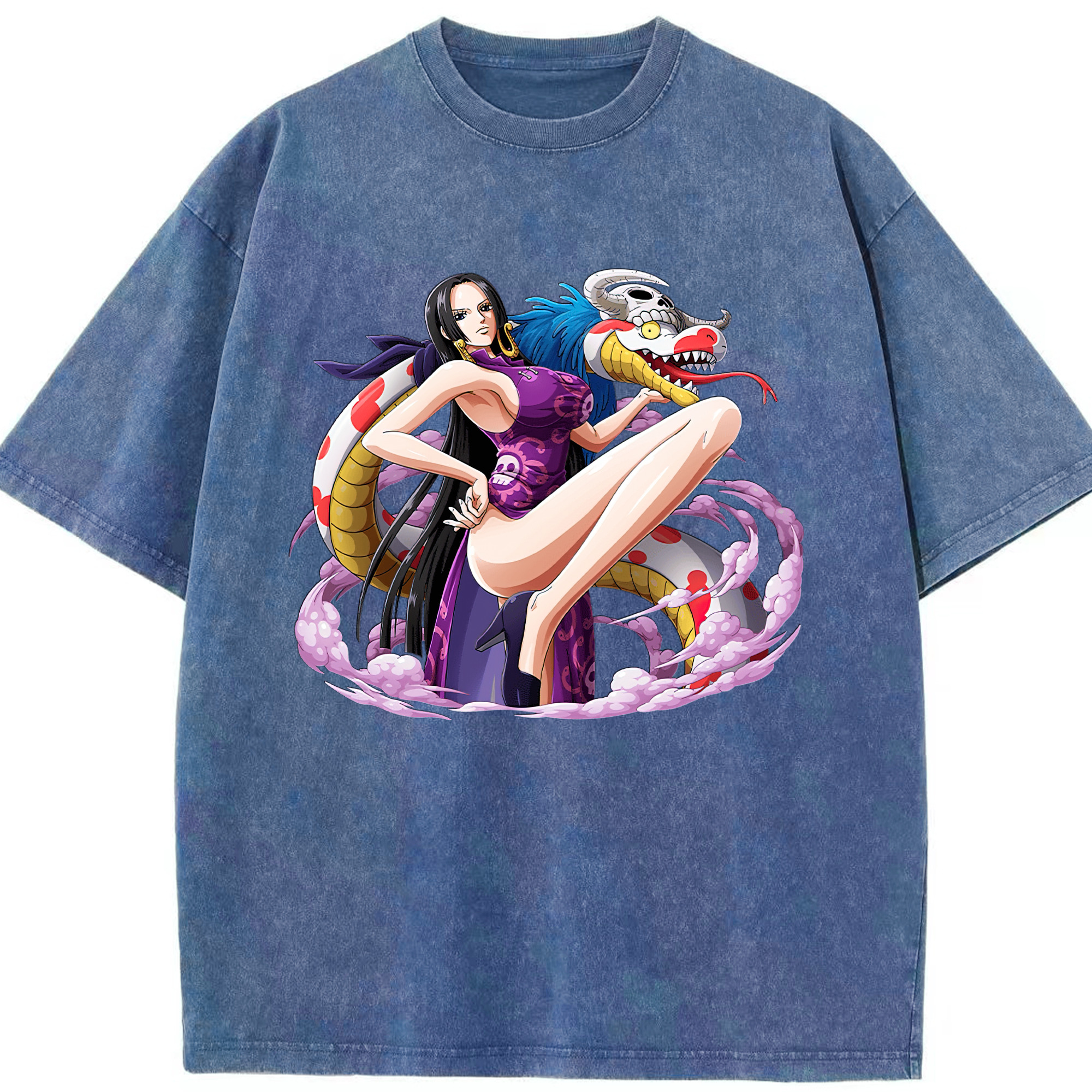 ワンピース ボア・ハンコック ONE PIECE Boa·Hancock 綿100% ヴィンテージ風 半袖Tシャツ（フロントプリント）