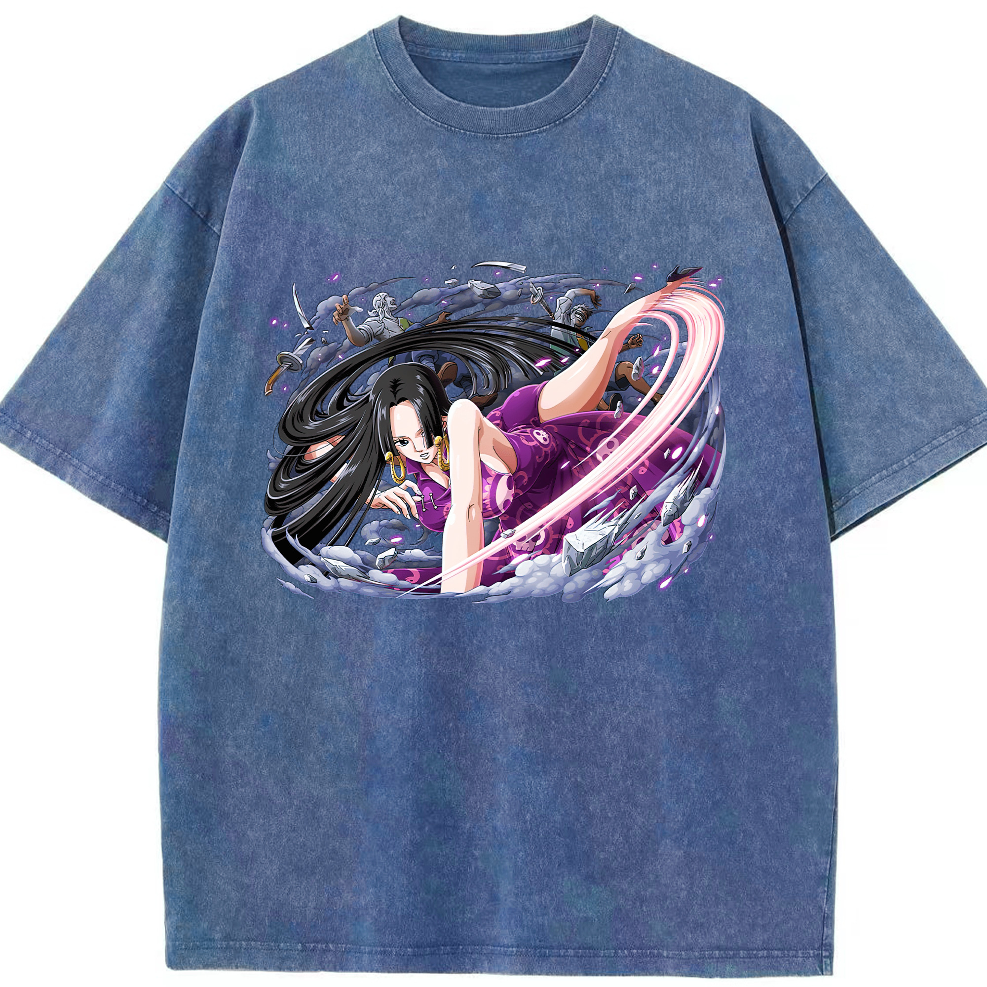 ワンピース ボア・ハンコック ONE PIECE Boa·Hancock 綿100% ヴィンテージ風 半袖Tシャツ（フロントプリント）
