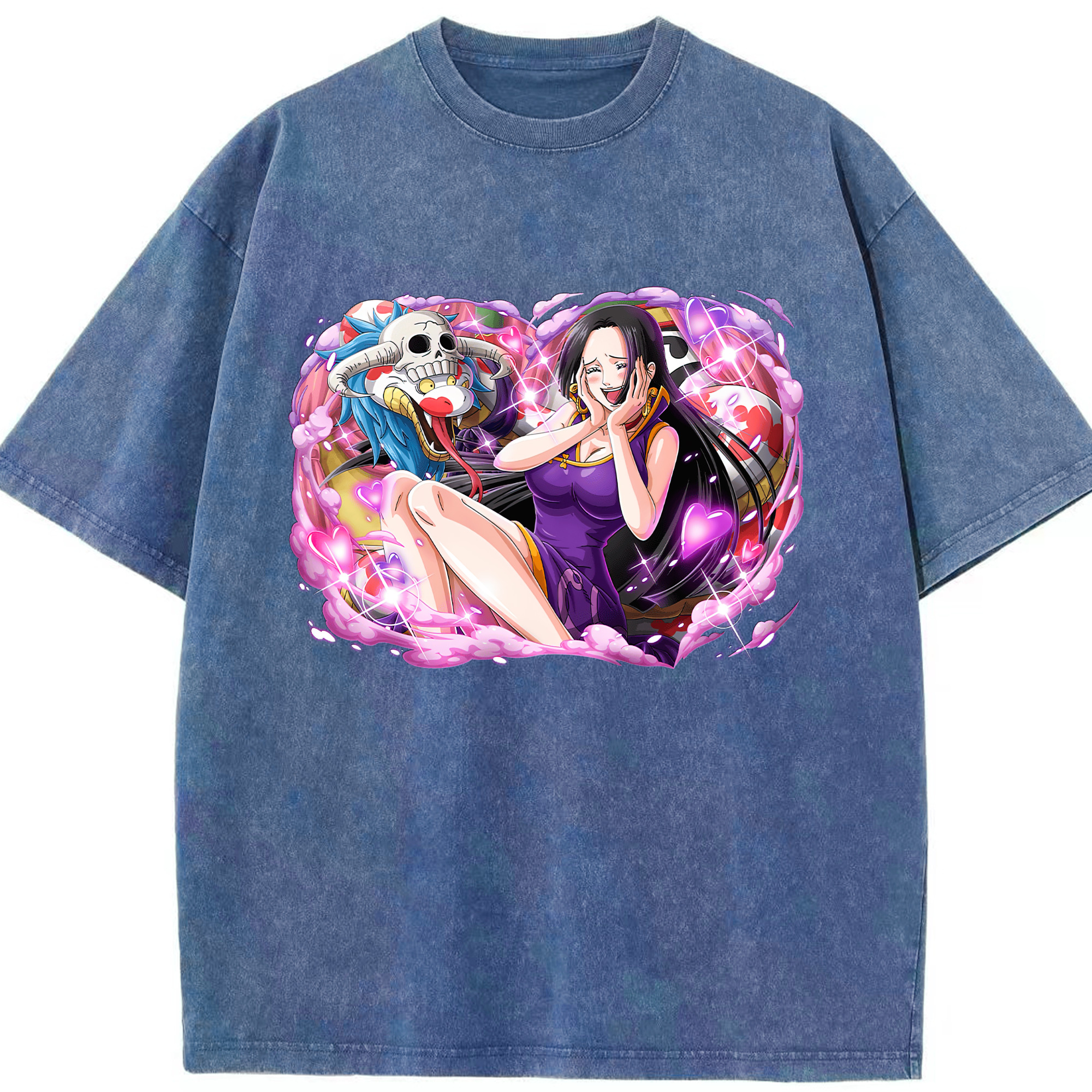 ワンピース ボア・ハンコック ONE PIECE Boa·Hancock 綿100% ヴィンテージ風 半袖Tシャツ（フロントプリント）