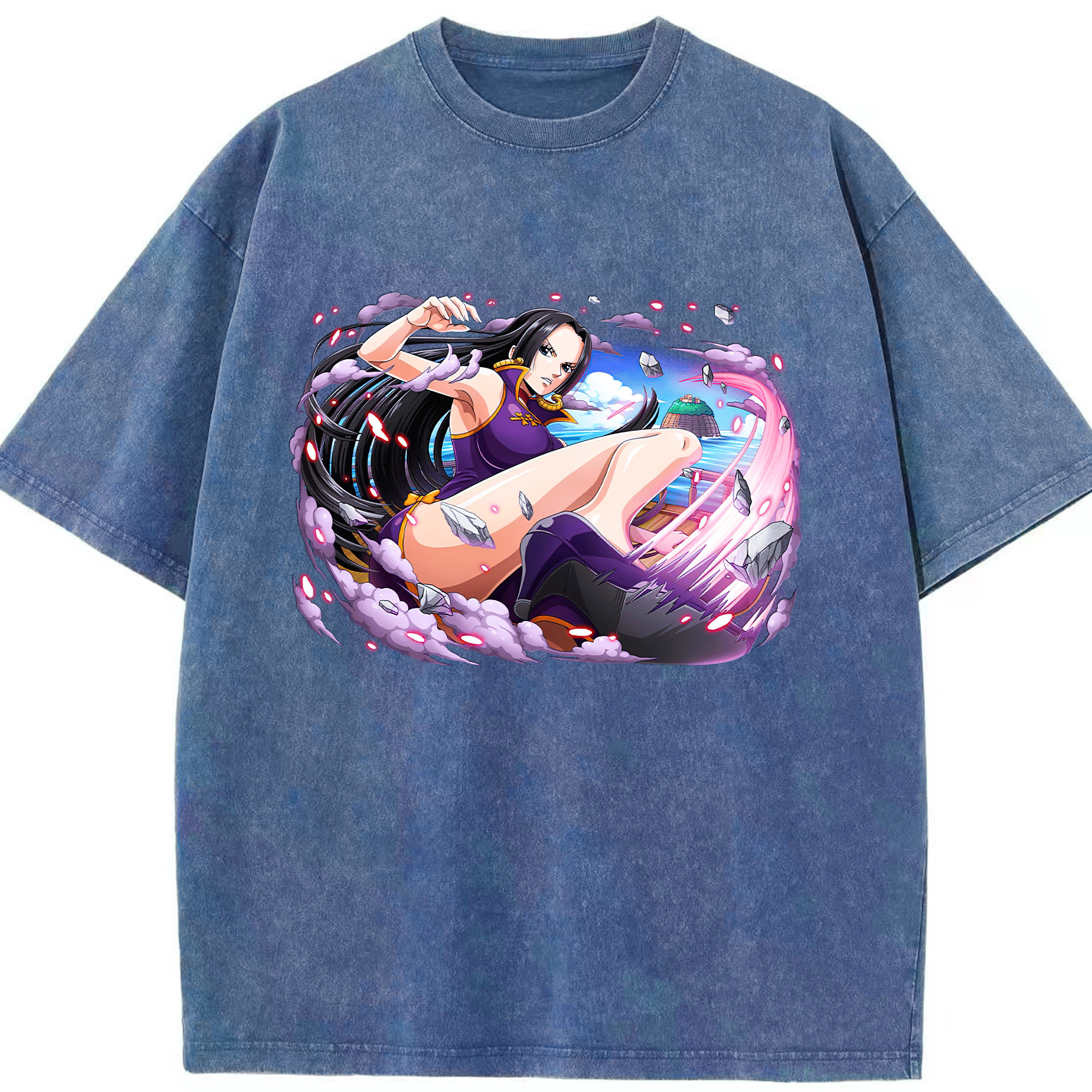ワンピース ボア・ハンコック ONE PIECE Boa·Hancock 綿100% ヴィンテージ風 半袖Tシャツ（フロントプリント）