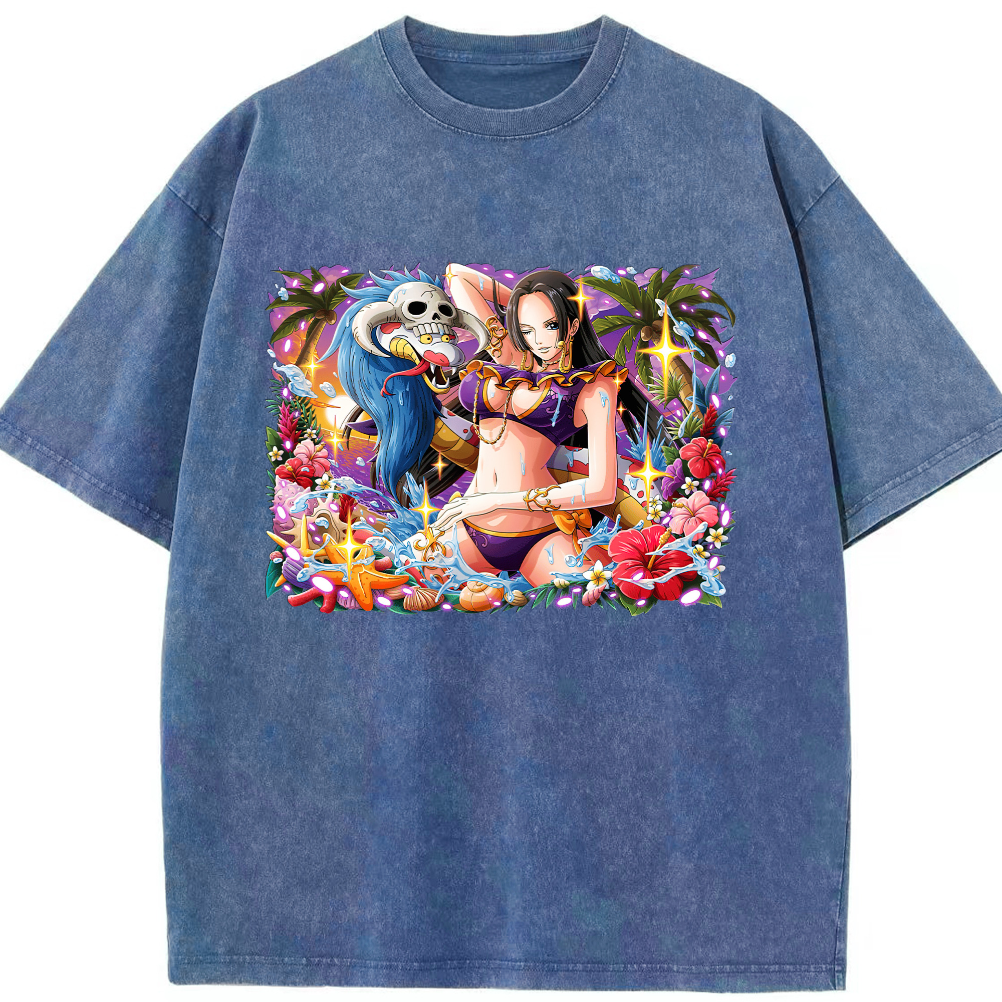 ワンピース ボア・ハンコック ONE PIECE Boa·Hancock 綿100% ヴィンテージ風 半袖Tシャツ（フロントプリント）