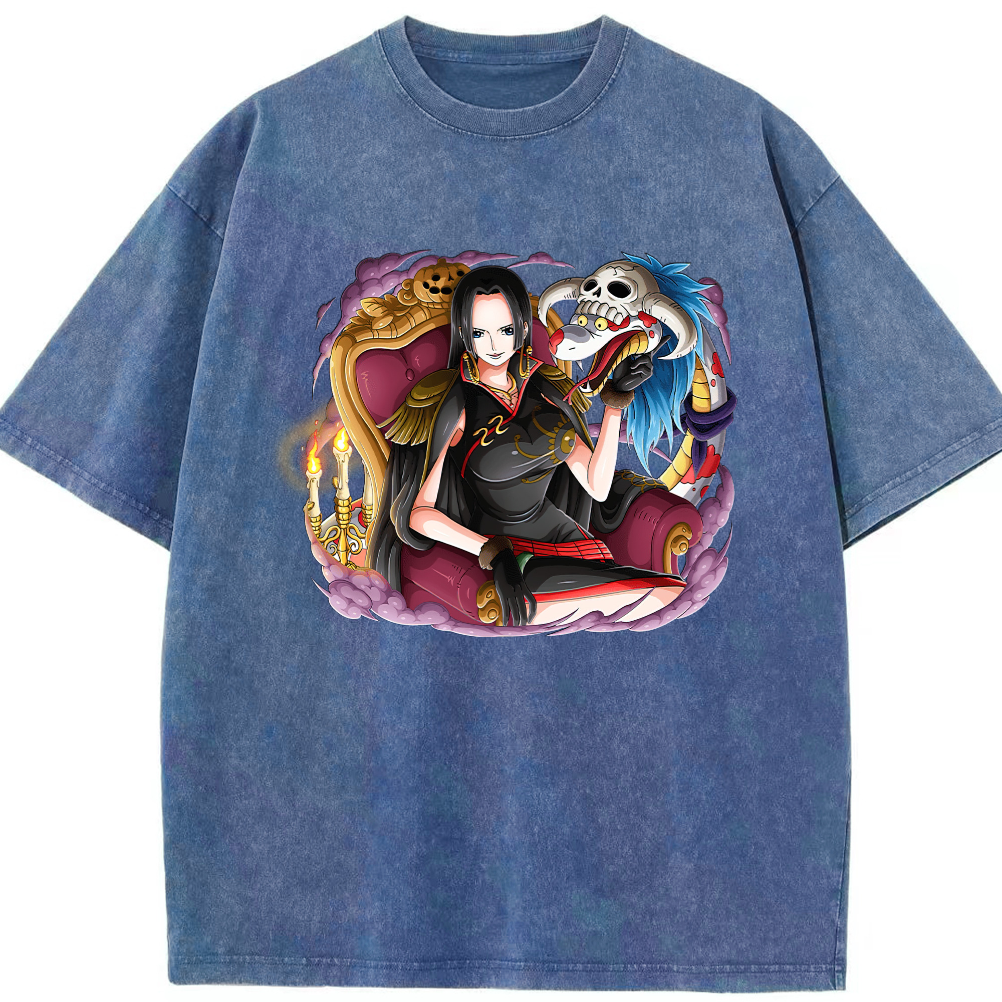 ワンピース ボア・ハンコック ONE PIECE Boa·Hancock 綿100% ヴィンテージ風 半袖Tシャツ（フロントプリント）