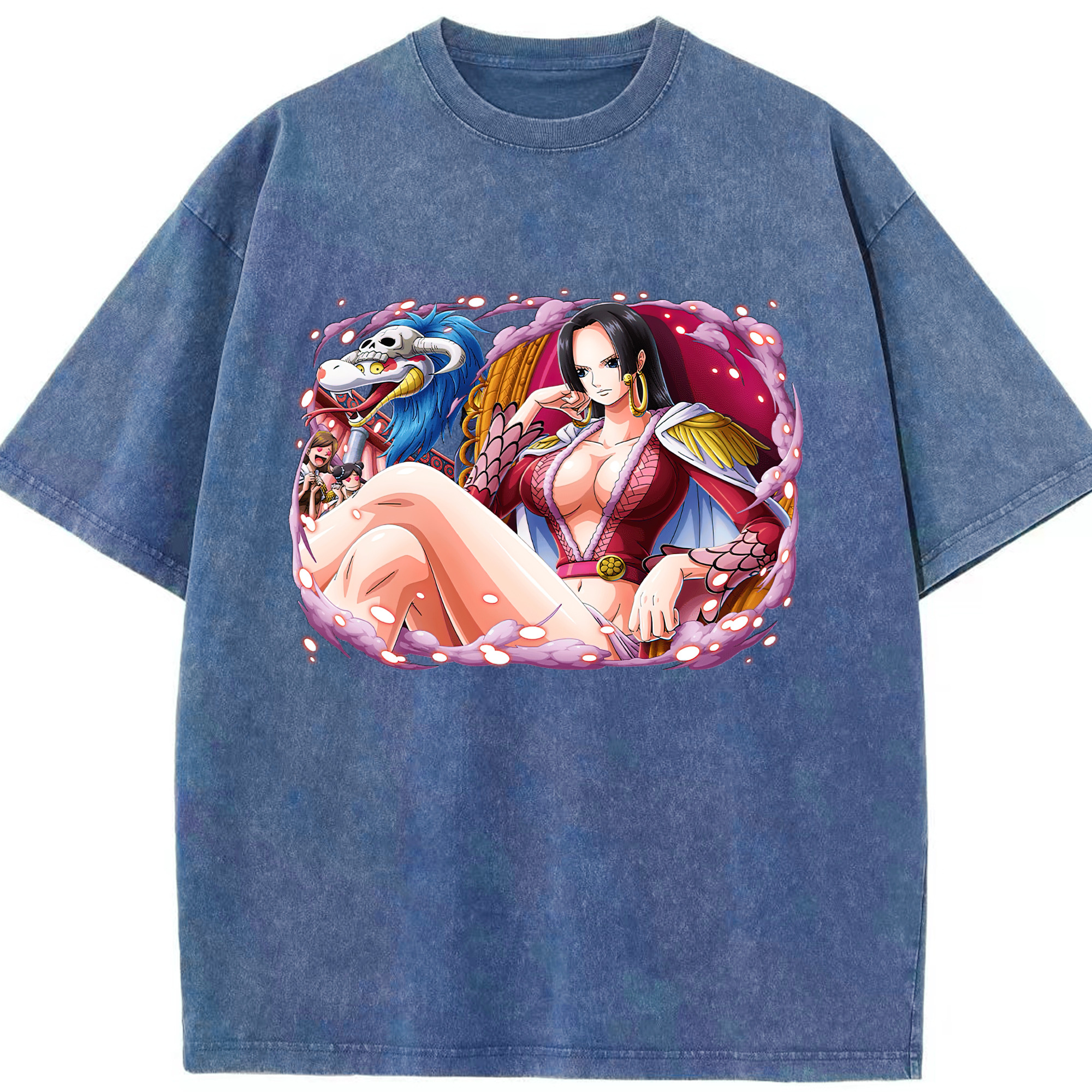 ワンピース ボア・ハンコック ONE PIECE Boa·Hancock 綿100% ヴィンテージ風 半袖Tシャツ（フロントプリント）