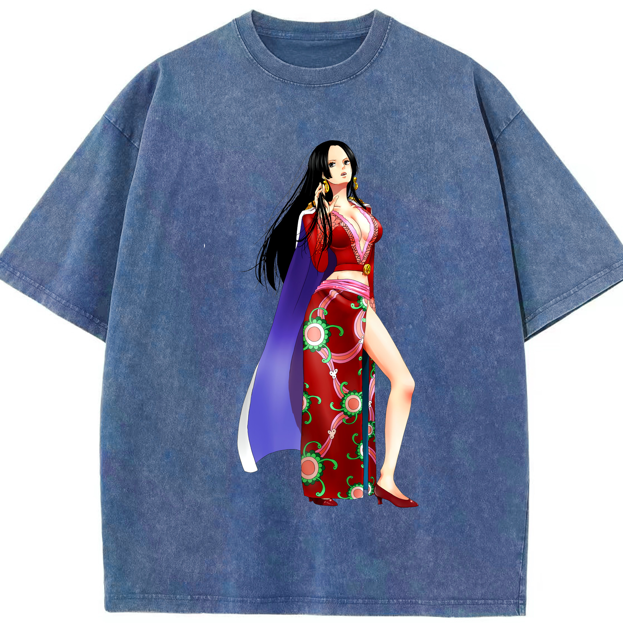 ワンピース ボア・ハンコック ONE PIECE Boa·Hancock 綿100% ヴィンテージ風 半袖Tシャツ（フロントプリント）