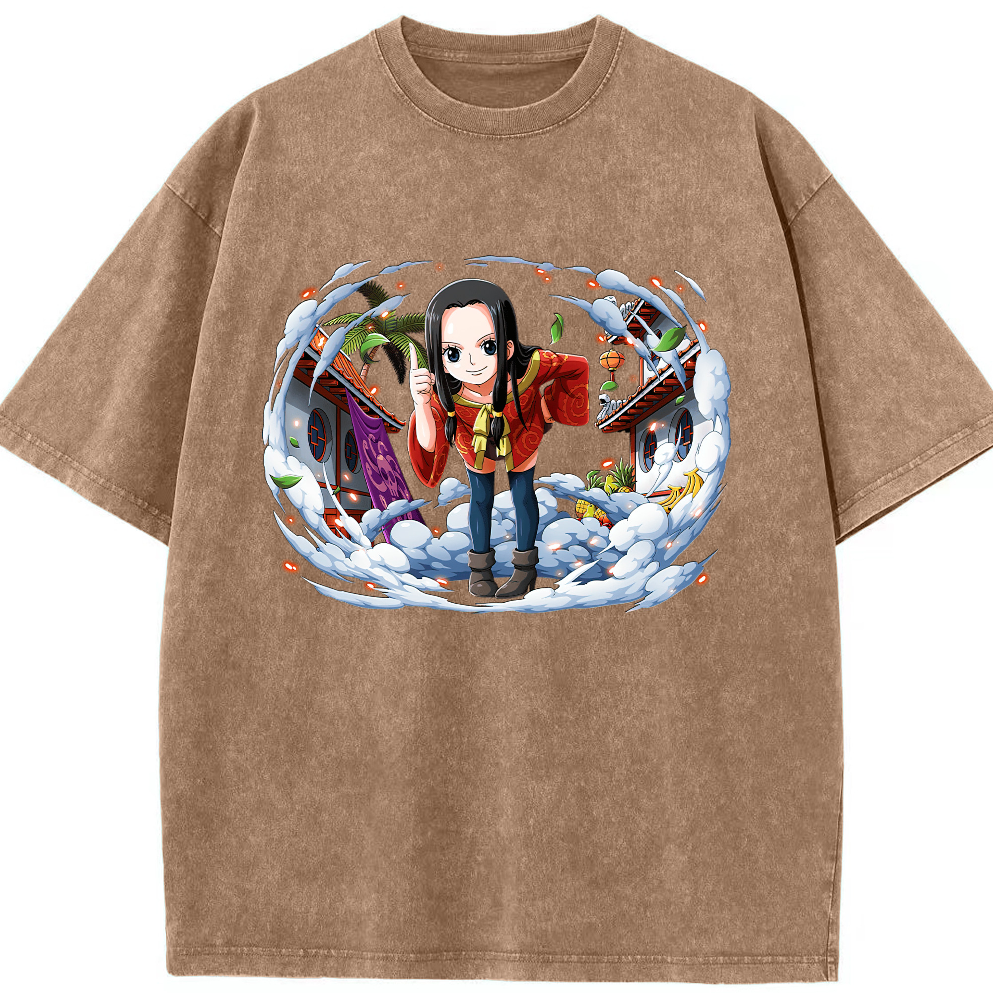 ワンピース ボア・ハンコック ONE PIECE Boa·Hancock 綿100% ヴィンテージ風 半袖Tシャツ（フロントプリント）