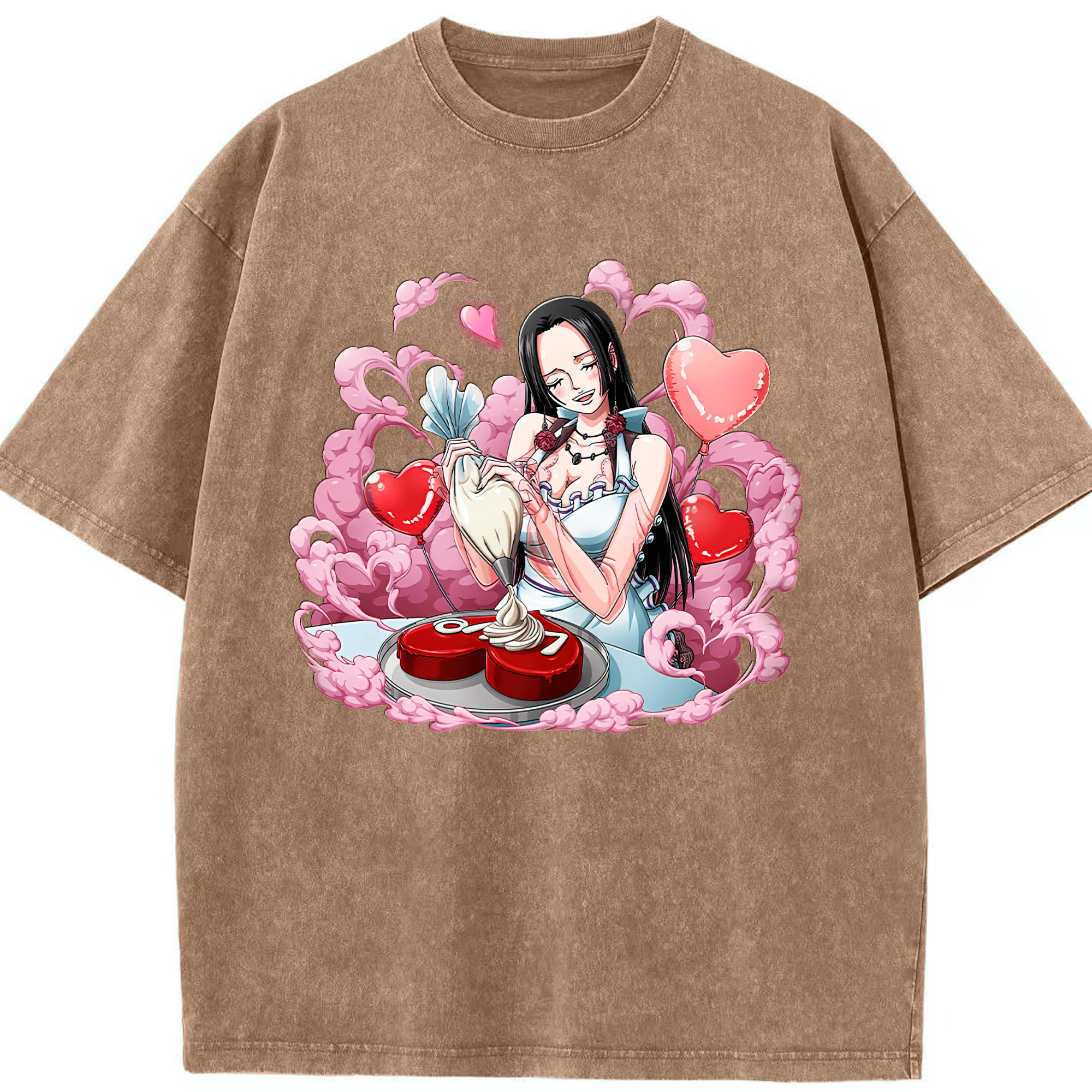ワンピース ボア・ハンコック ONE PIECE Boa·Hancock 綿100% ヴィンテージ風 半袖Tシャツ（フロントプリント）
