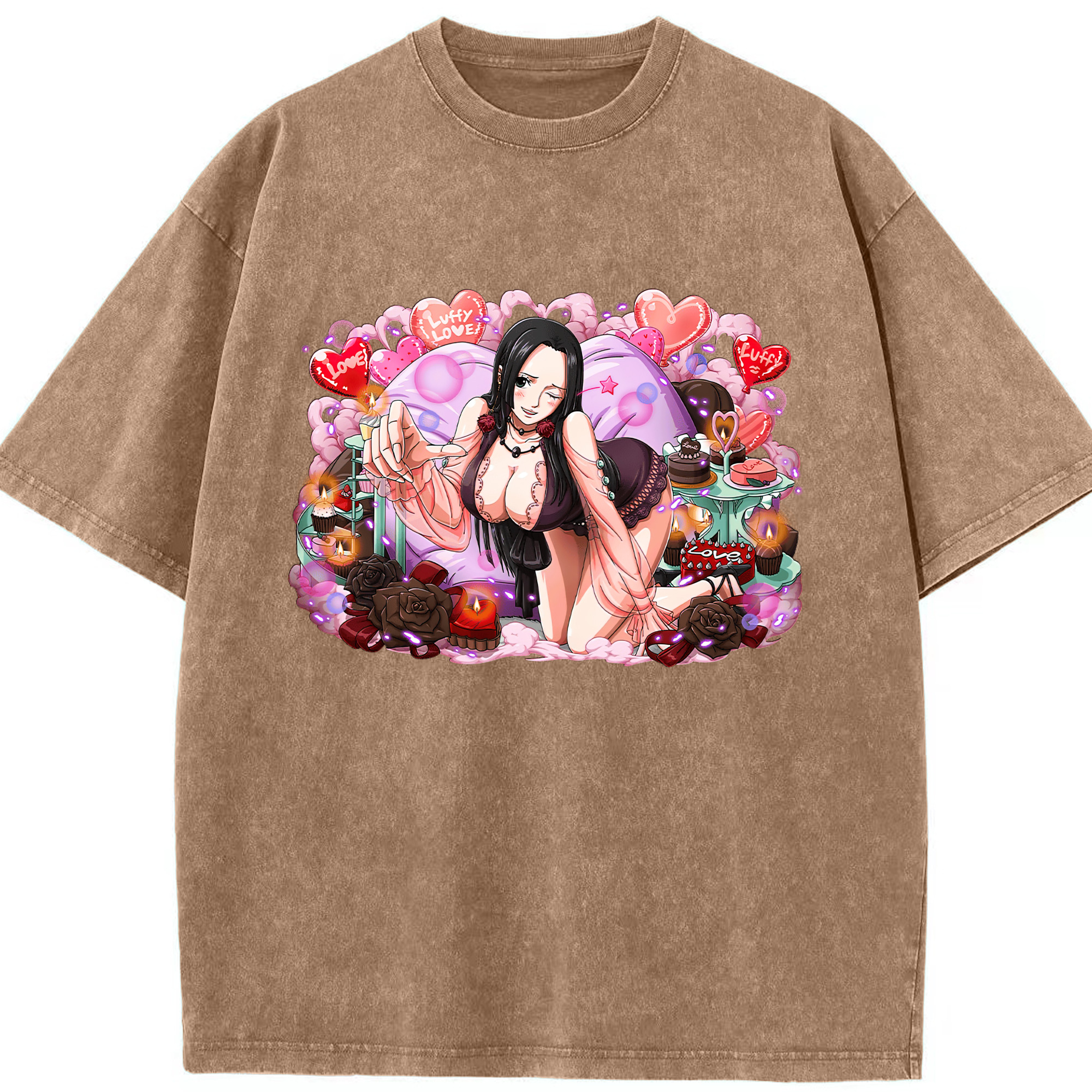 ワンピース ボア・ハンコック ONE PIECE Boa·Hancock 綿100% ヴィンテージ風 半袖Tシャツ（フロントプリント）
