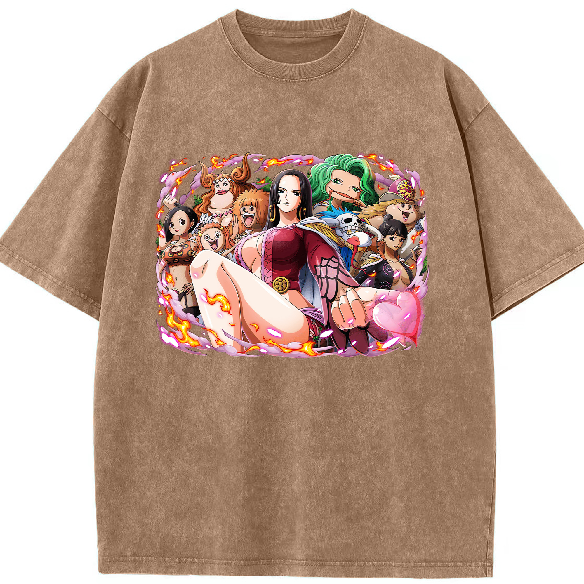 ワンピース ボア・ハンコック ONE PIECE Boa·Hancock 綿100% ヴィンテージ風 半袖Tシャツ（フロントプリント）