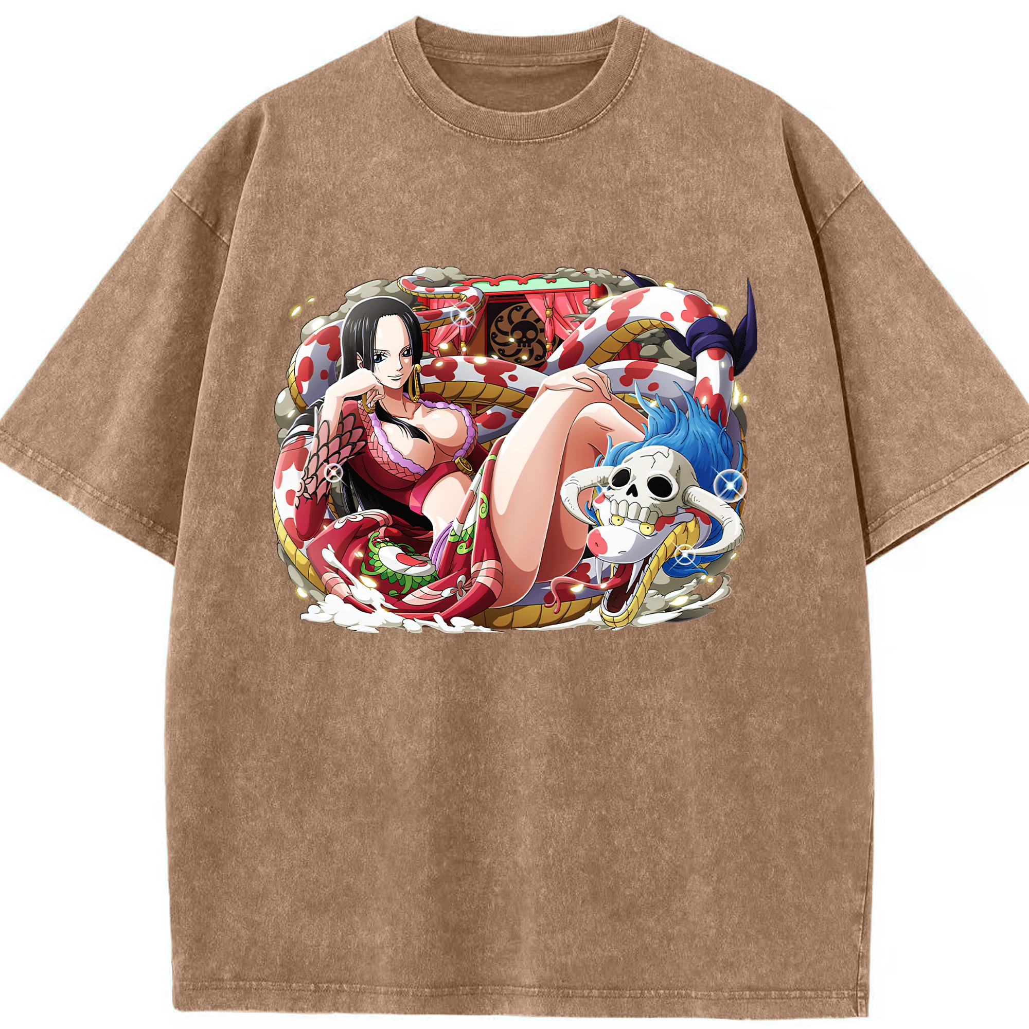 ワンピース ボア・ハンコック ONE PIECE Boa·Hancock 綿100% ヴィンテージ風 半袖Tシャツ（フロントプリント）