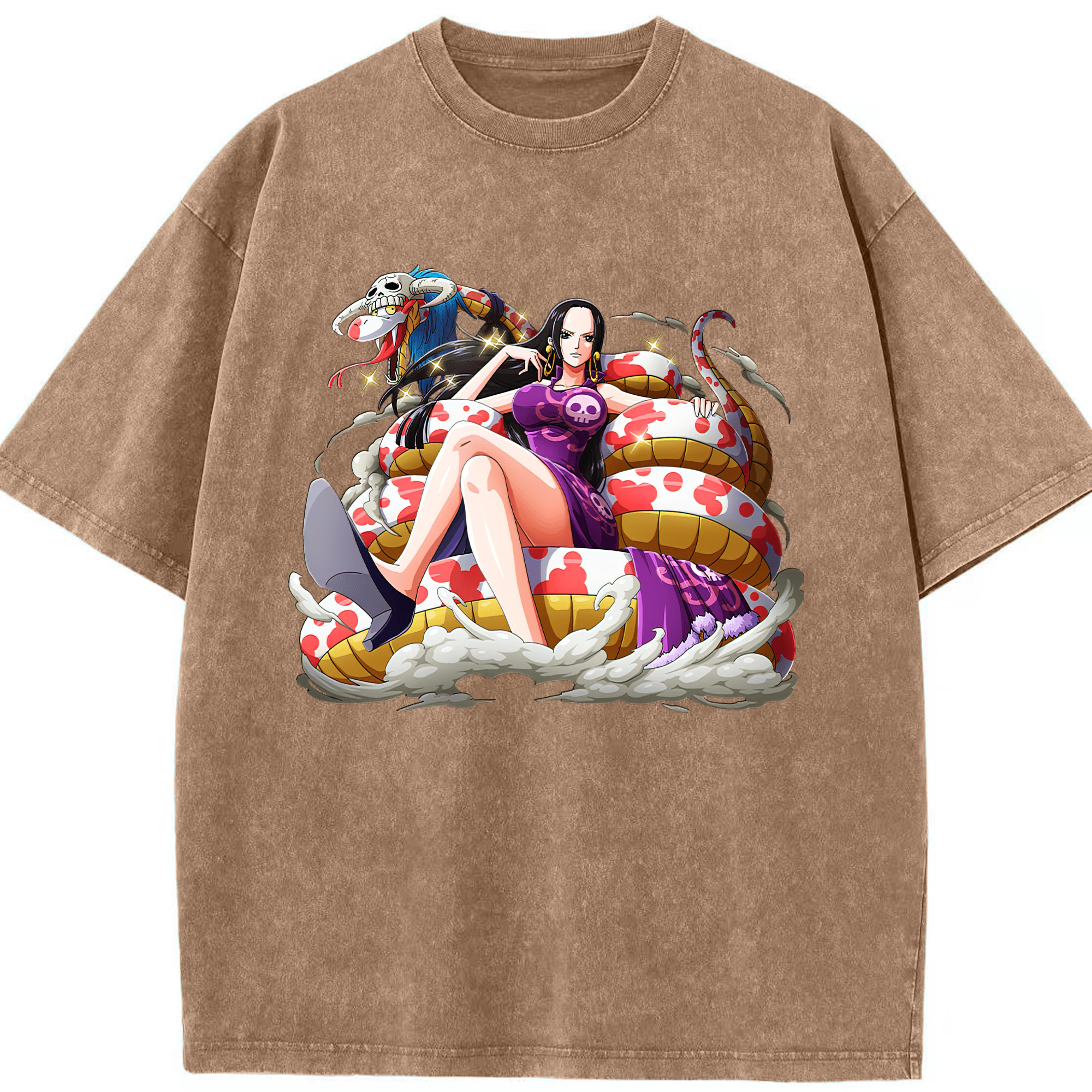 ワンピース ボア・ハンコック ONE PIECE Boa·Hancock 綿100% ヴィンテージ風 半袖Tシャツ（フロントプリント）