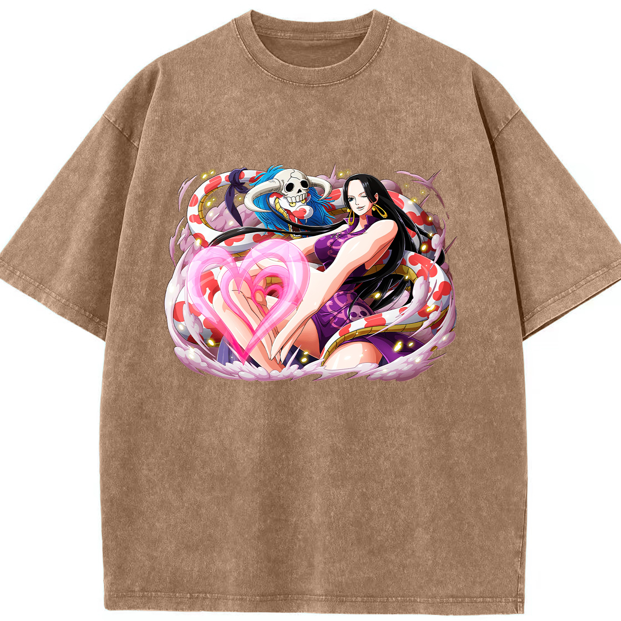 ワンピース ボア・ハンコック ONE PIECE Boa·Hancock 綿100% ヴィンテージ風 半袖Tシャツ（フロントプリント）