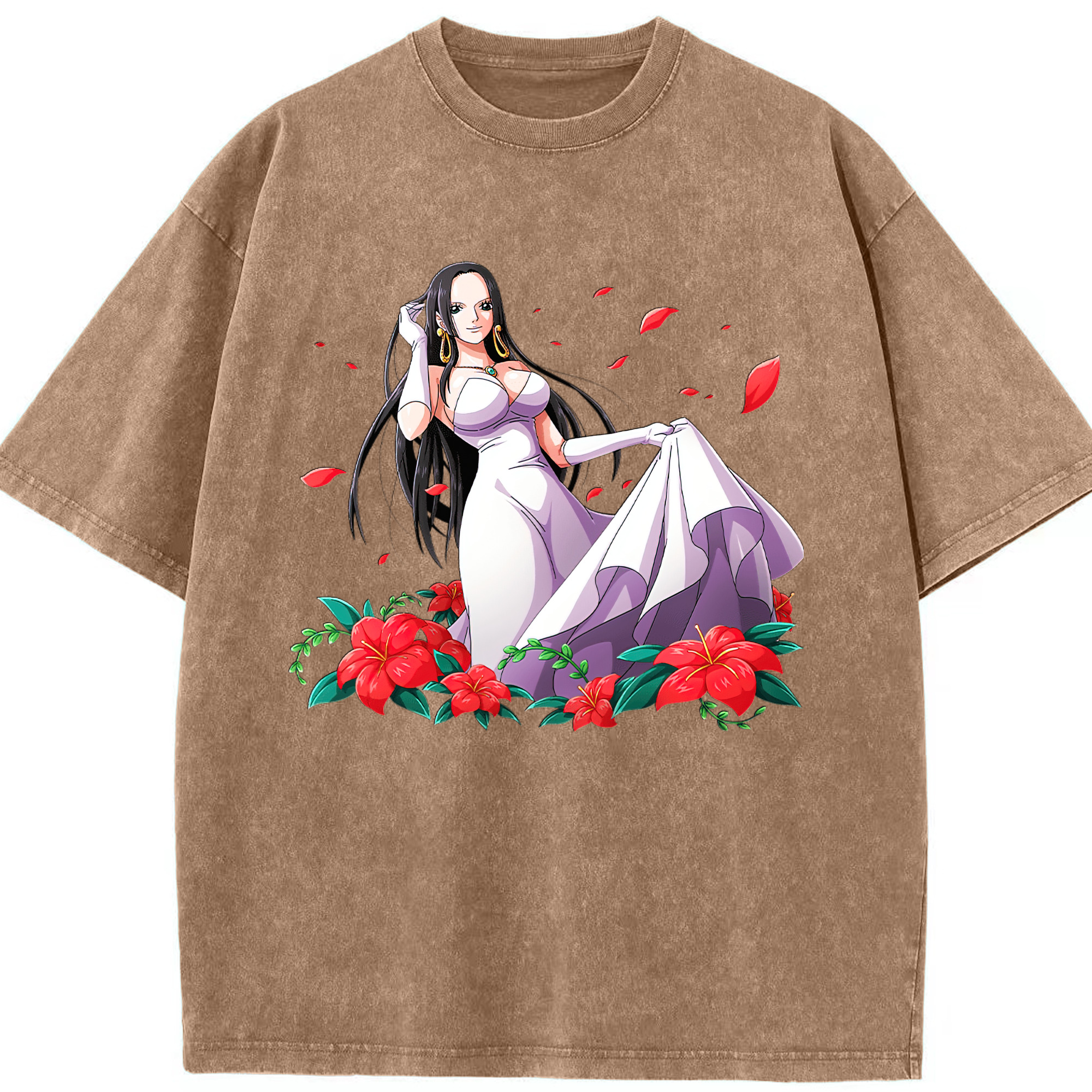 ワンピース ボア・ハンコック ONE PIECE Boa·Hancock 綿100% ヴィンテージ風 半袖Tシャツ（フロントプリント）