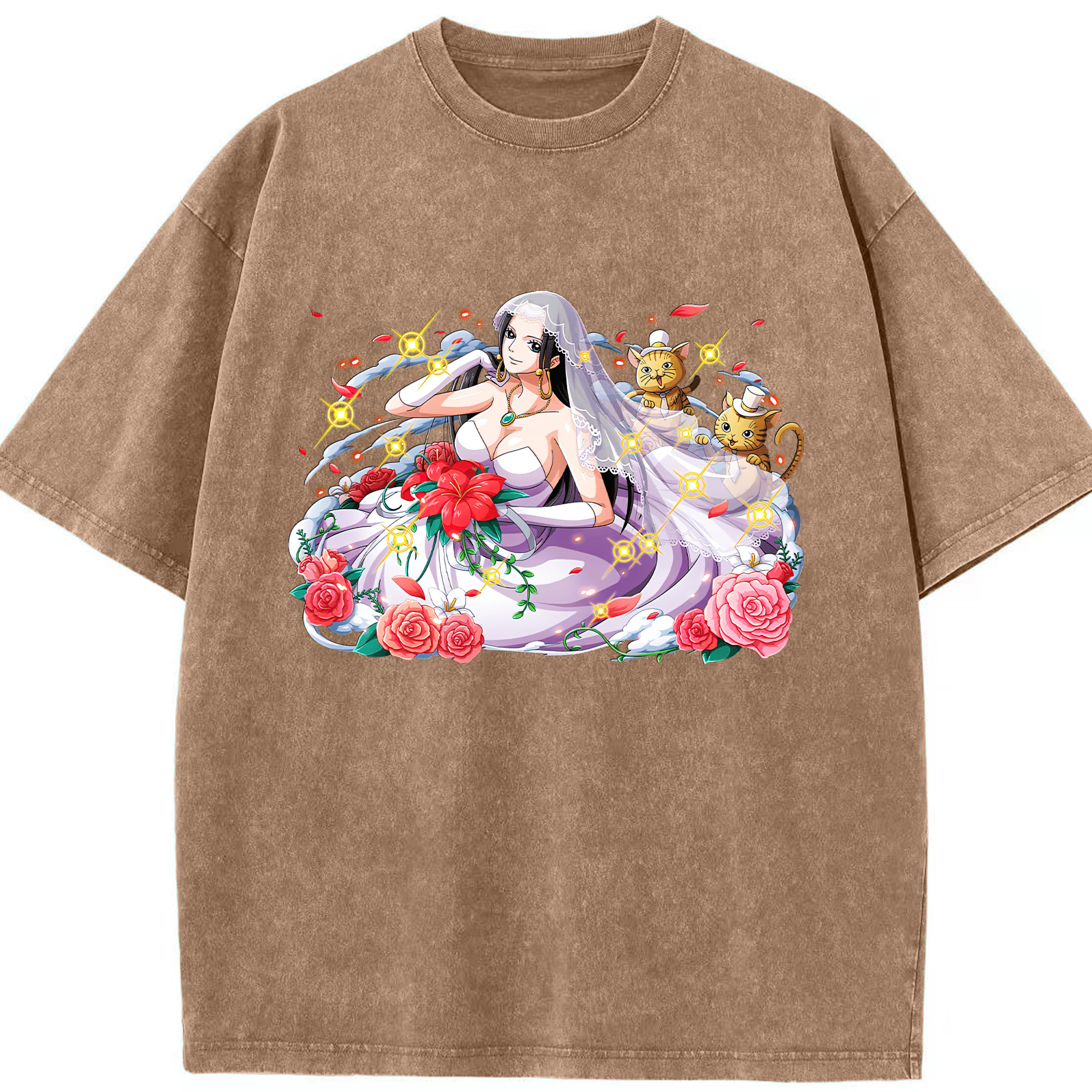 ワンピース ボア・ハンコック ONE PIECE Boa·Hancock 綿100% ヴィンテージ風 半袖Tシャツ（フロントプリント）