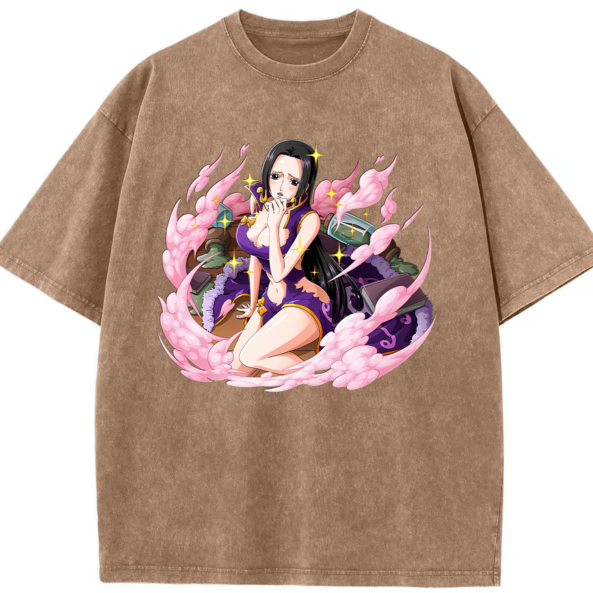 ワンピース ボア・ハンコック ONE PIECE Boa·Hancock 綿100% ヴィンテージ風 半袖Tシャツ（フロントプリント）