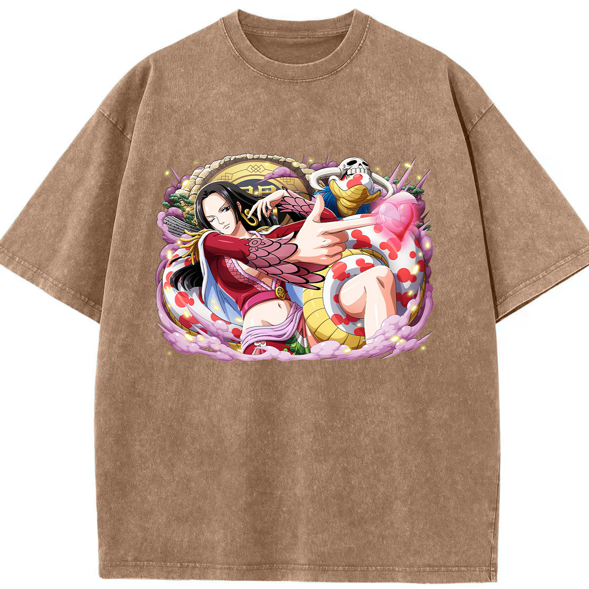 ワンピース ボア・ハンコック ONE PIECE Boa·Hancock 綿100% ヴィンテージ風 半袖Tシャツ（フロントプリント）