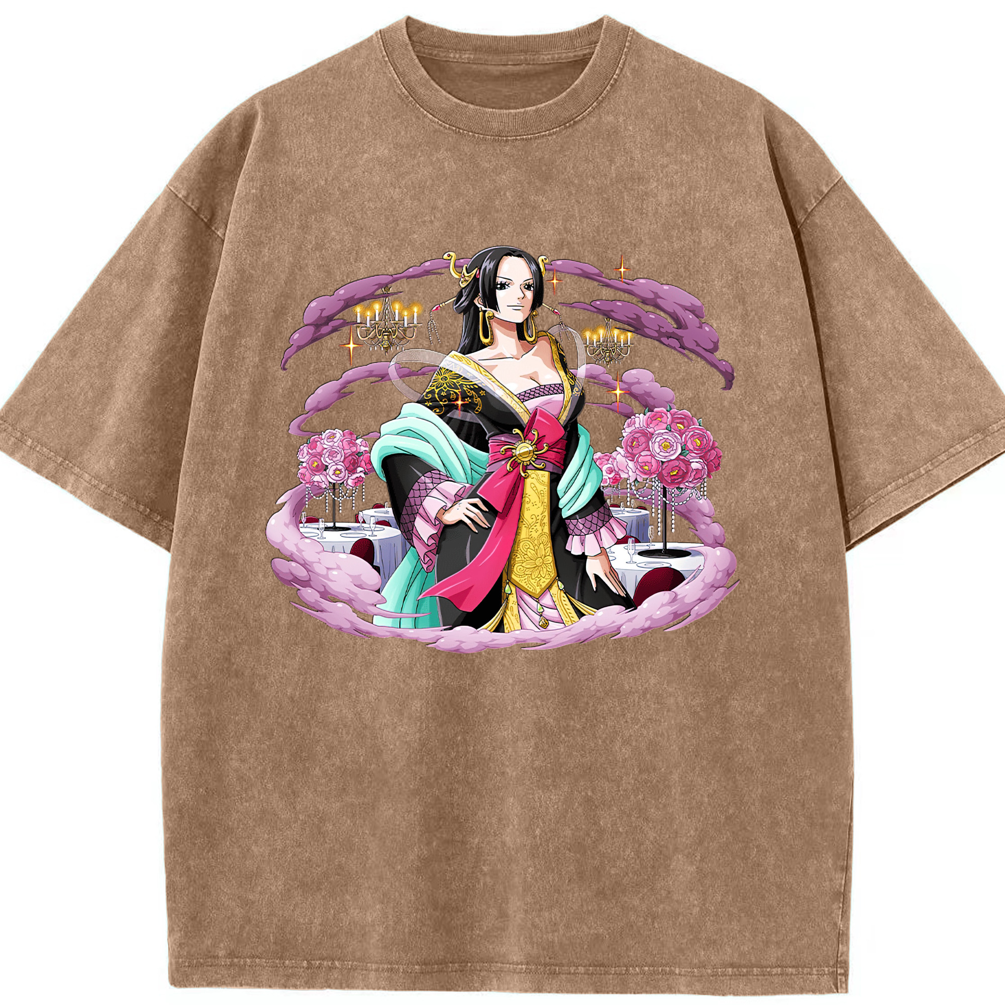 ワンピース ボア・ハンコック ONE PIECE Boa·Hancock 綿100% ヴィンテージ風 半袖Tシャツ（フロントプリント）